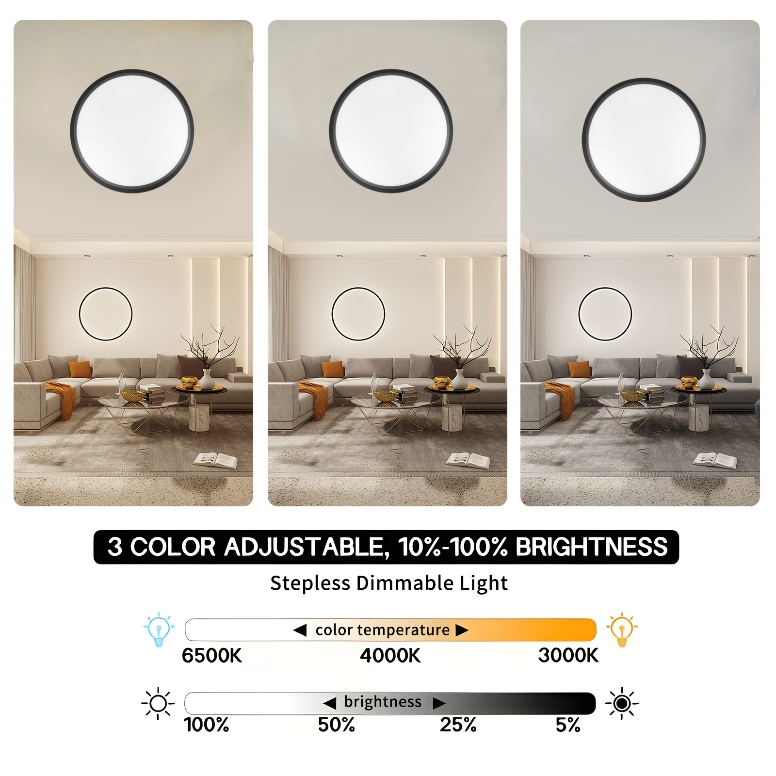 CL07-Black 18w switchable infrared remote control dimmable CRI adjustable ceiling light CCT chip light emitting diode household indoor hotel ceiling light