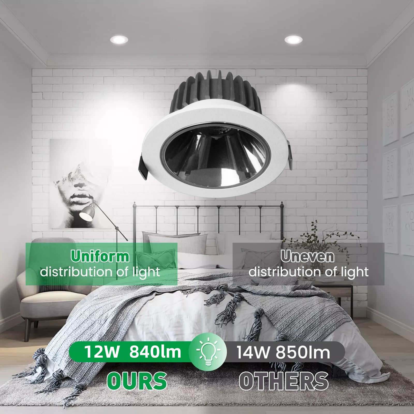 DL16 IP Spotlight 10w 18w 30w 36w embedded spotlight anti-fog toilet bathroom  kitchen 80mm IP54 waterproof LED downlight aluminum lamp