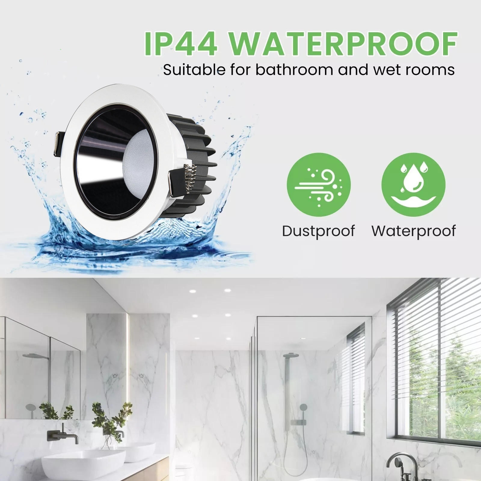 DL16 IP Spotlight 10w 18w 30w 36w embedded spotlight anti-fog toilet bathroom  kitchen 80mm IP54 waterproof LED downlight aluminum lamp