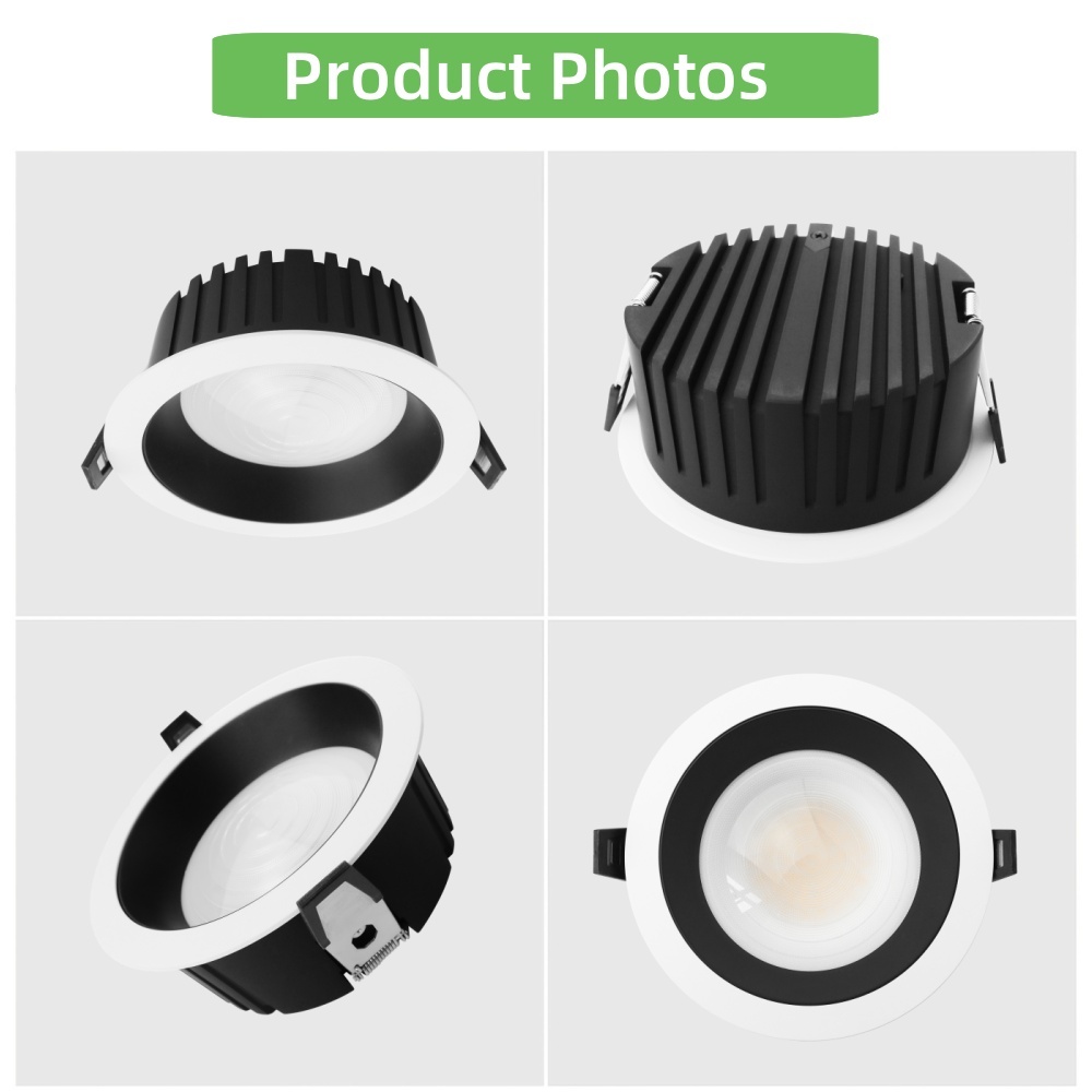 DL30-PC Light IP20 Waterproof LED Downlight 9W 12w 18w 24W Recessed Ceiling Light for Outdoor Bathroom Hotel  Mall spotlight 90mm cutout