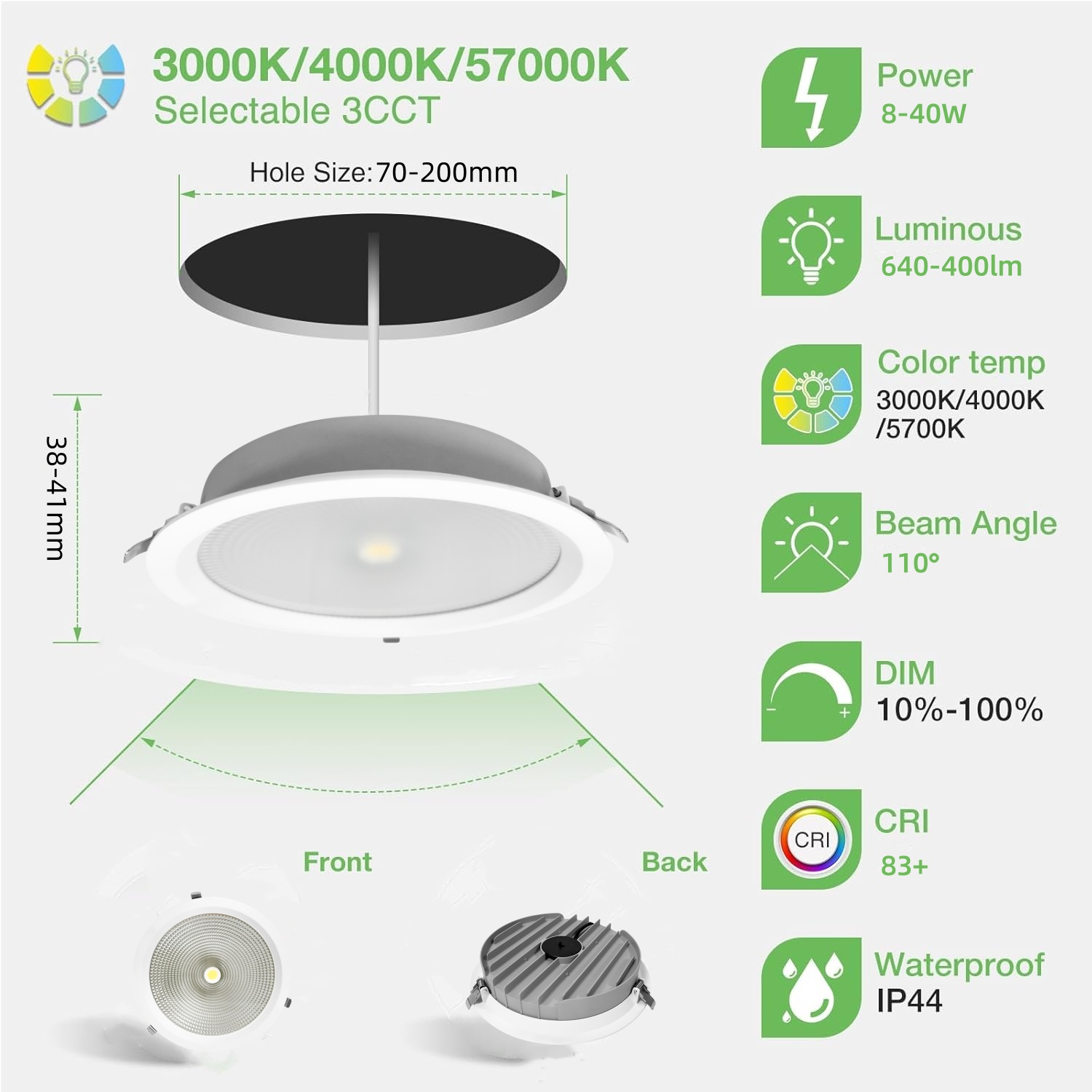 DL26 LED Downlight 30w Saa Cob Cct Ce Embedded Home Office Engineering Dedicated Dimmable Aluminum Adjustable Lamp Led Ceiling Lights