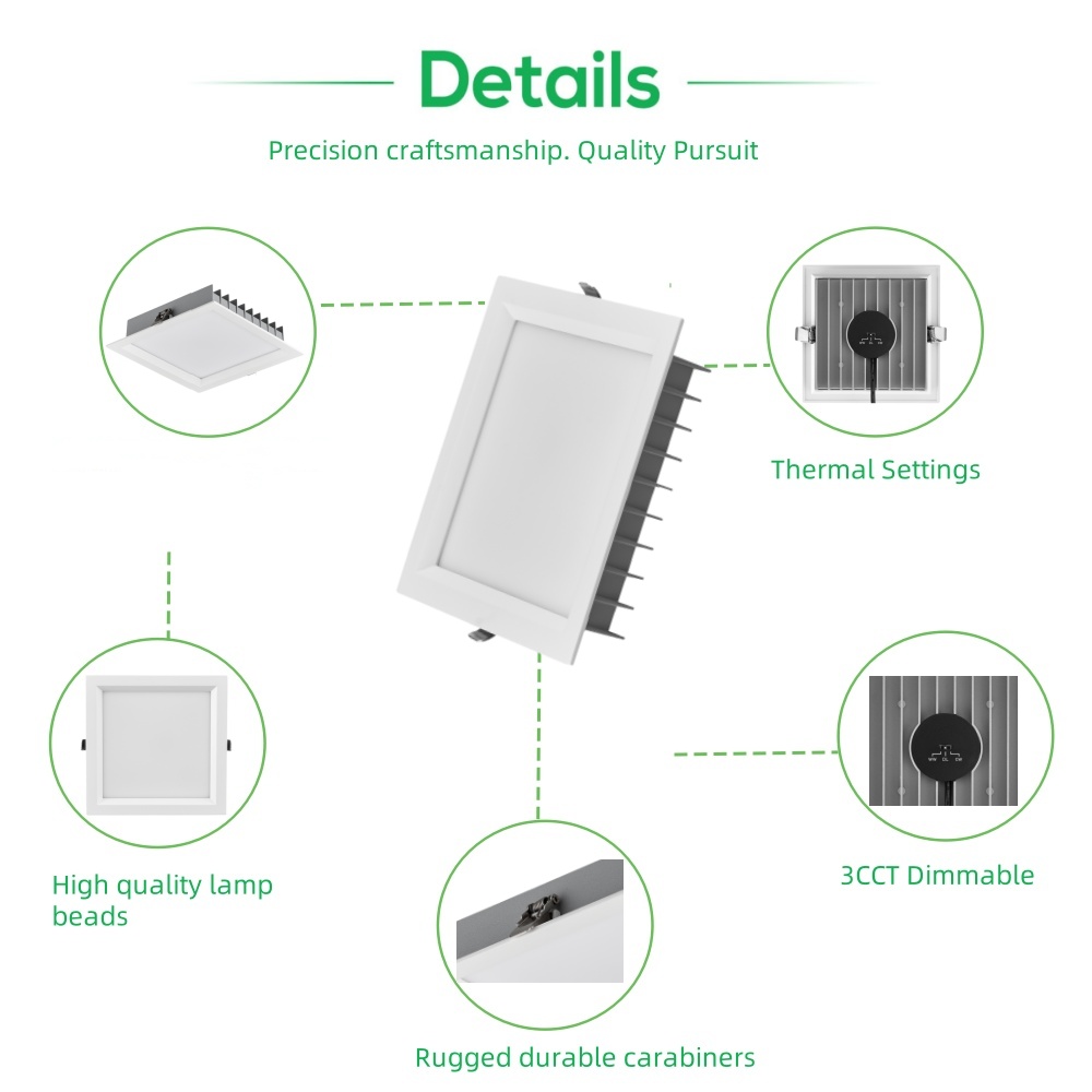 DL25-S Led Downlight 12W Ssa 3cct CE 220V-240V SMD Dimmable Embedded Hole Lamp Decoration Hotel Living Room Light Aluminum Downlight