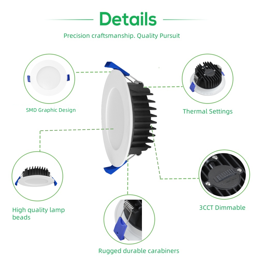 DL03-F Hot light emitting diode downlight 10w 3CCT waterproof IP54 triac dimmable CE SAA spotlight light emitting diode adjustable downlight living room light emitting diode light