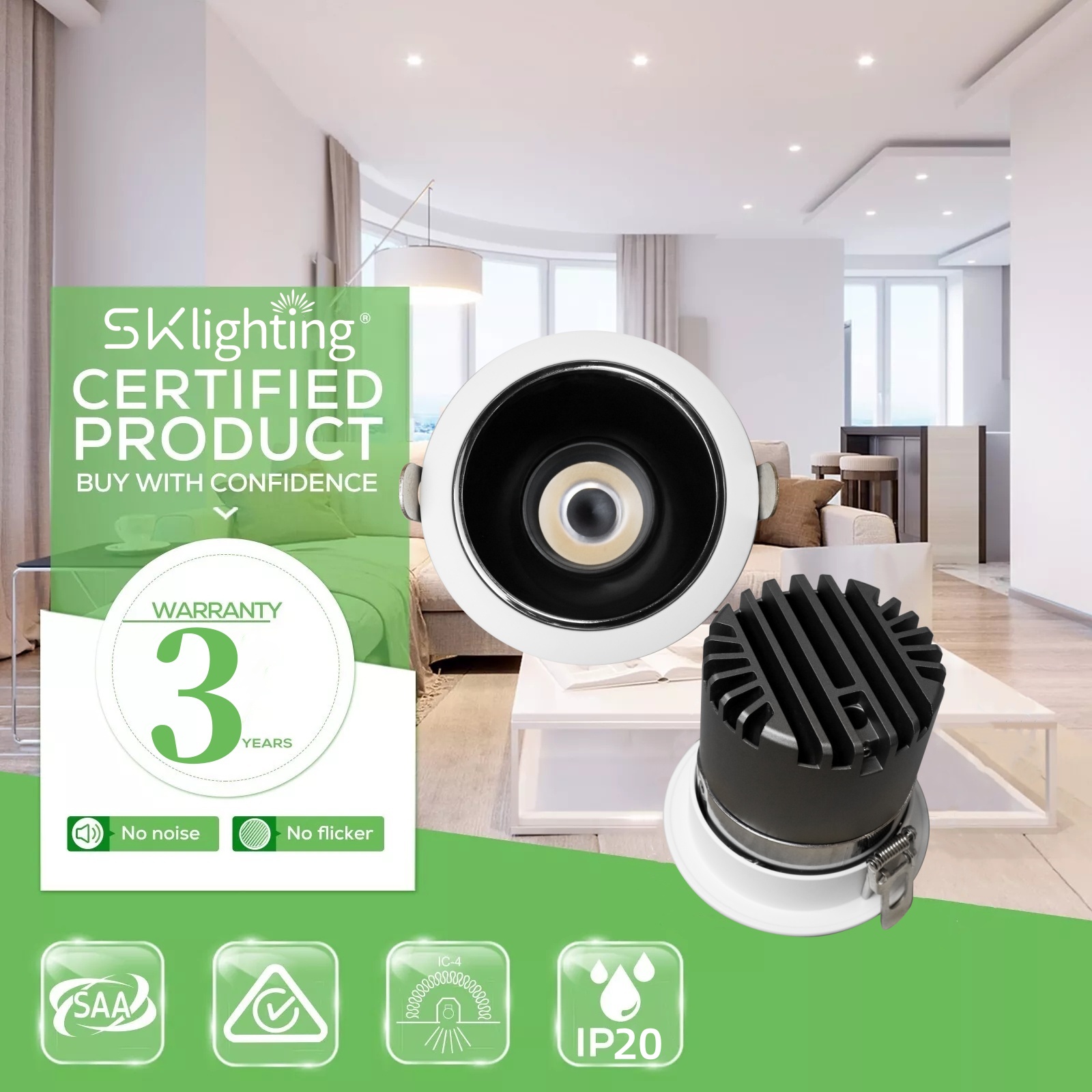 DL30 Light IP20 Waterproof LED Downlight 7W 10w 12w 18W Recessed Ceiling Light for Outdoor Bathroom Balcony Hotel  Mall spotlight ce