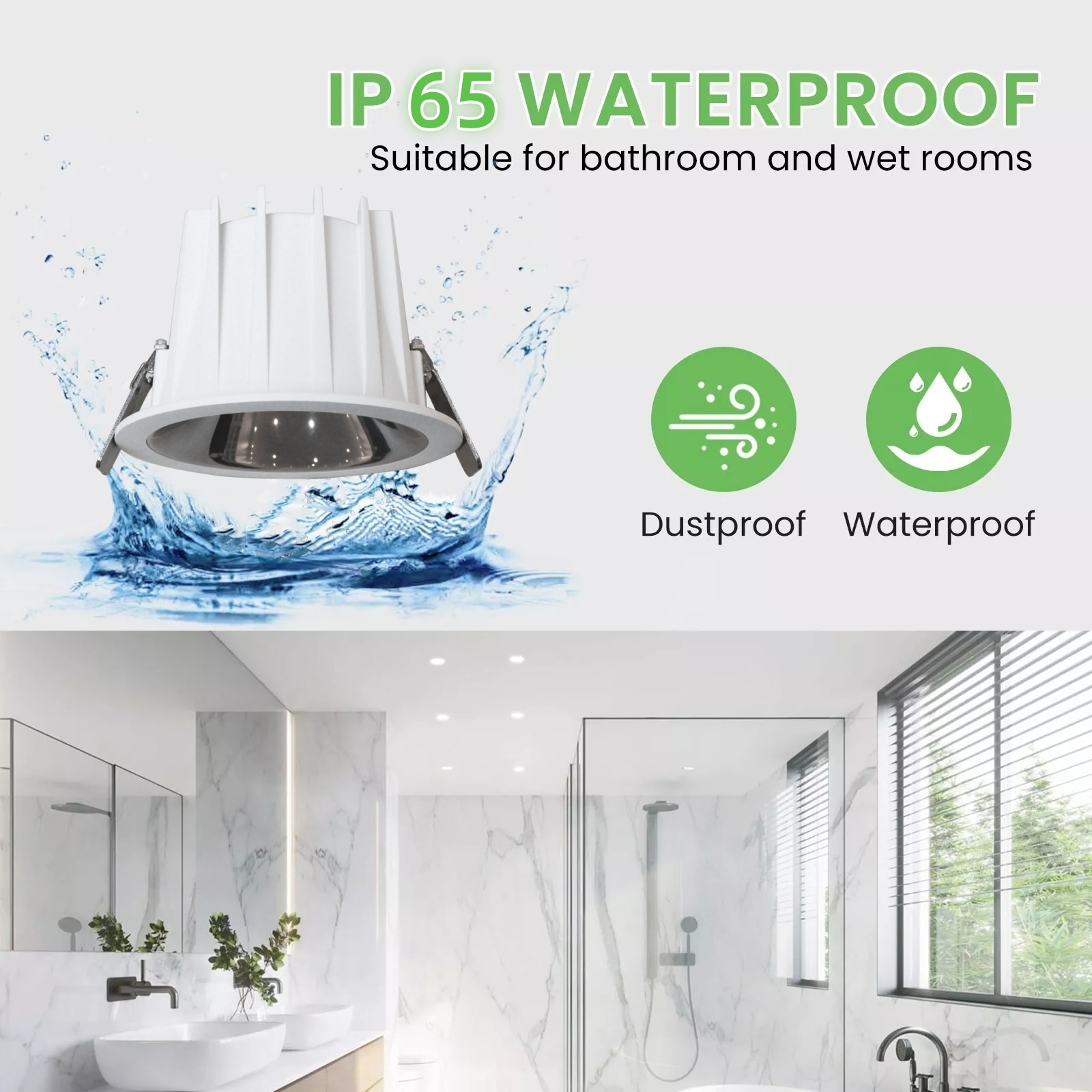 DL23  Outdoor bathroom balcony hotel shopping mall spotlight light IP67 waterproof light emitting diode downlight 10w 18w 25w 36w recessed ceiling light