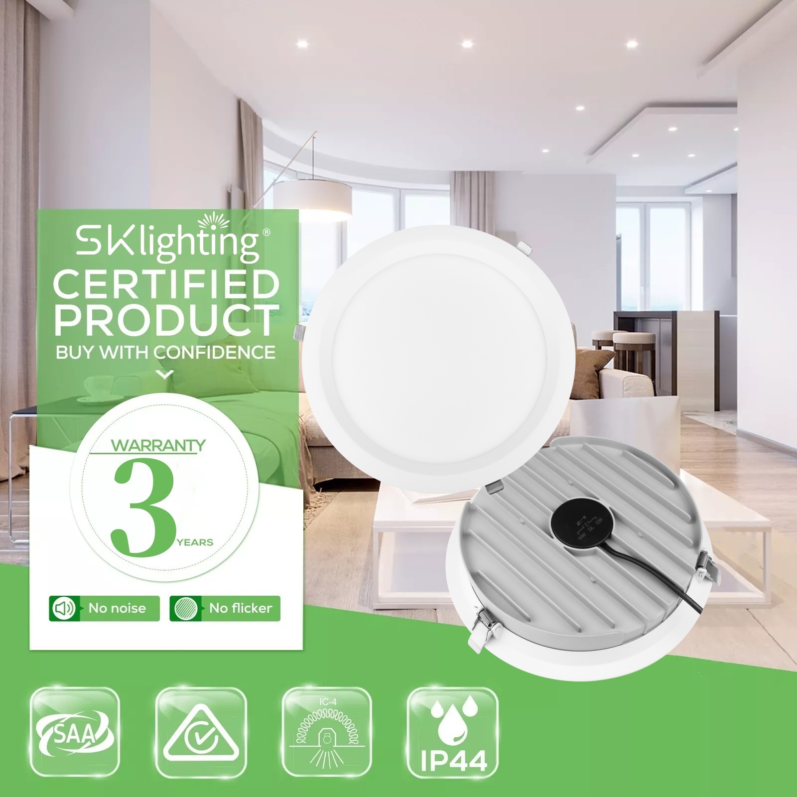 DL25 Led Downlight 15W Ssa 3cct CE 220V-240V SMD Dimmable Embedded Hole Lamp Decoration Hotel Living Room Light Aluminum Downlight