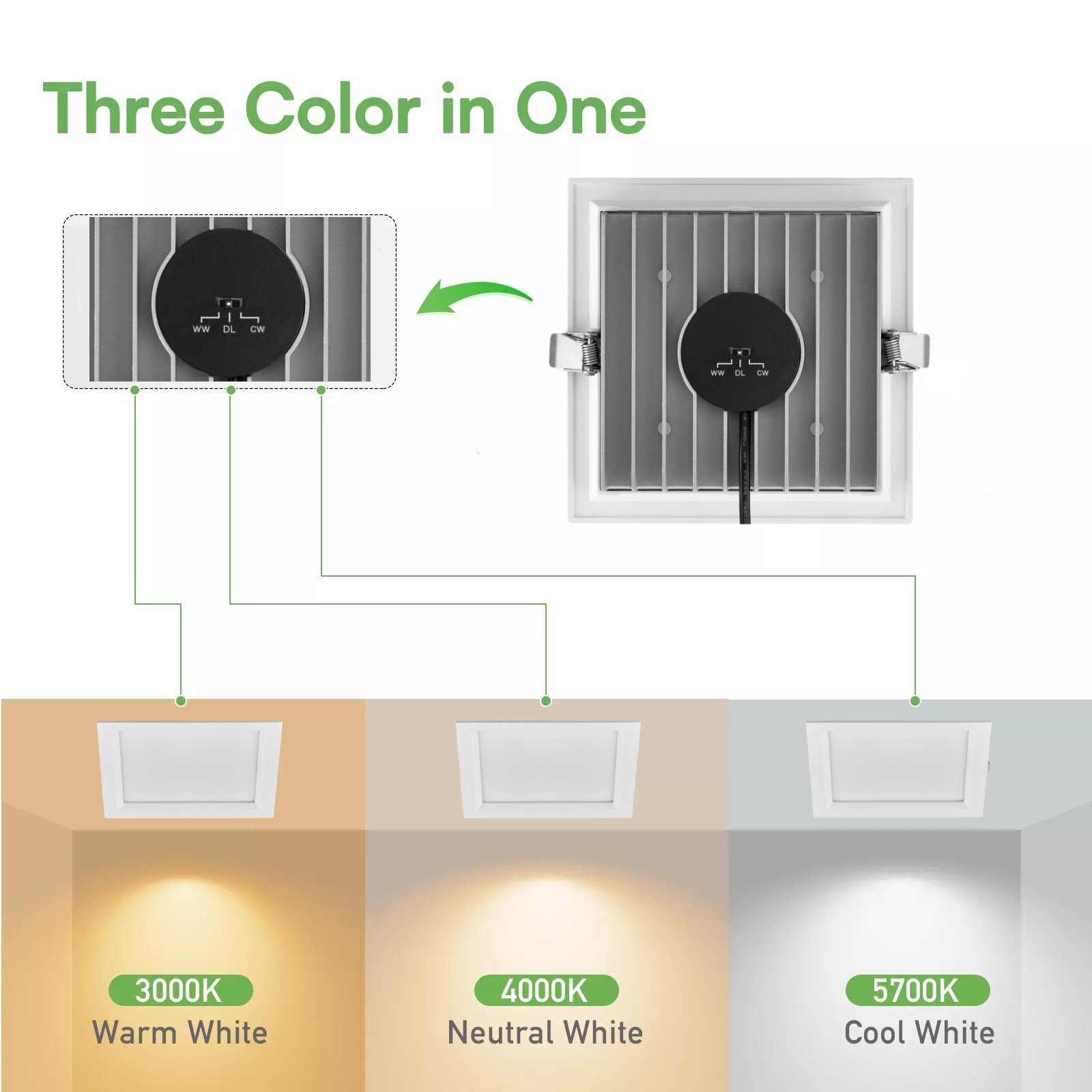 DL25-S Led Downlight 12W Ssa 3cct CE 220V-240V SMD Dimmable Embedded Hole Lamp Decoration Hotel Living Room Light Aluminum Downlight