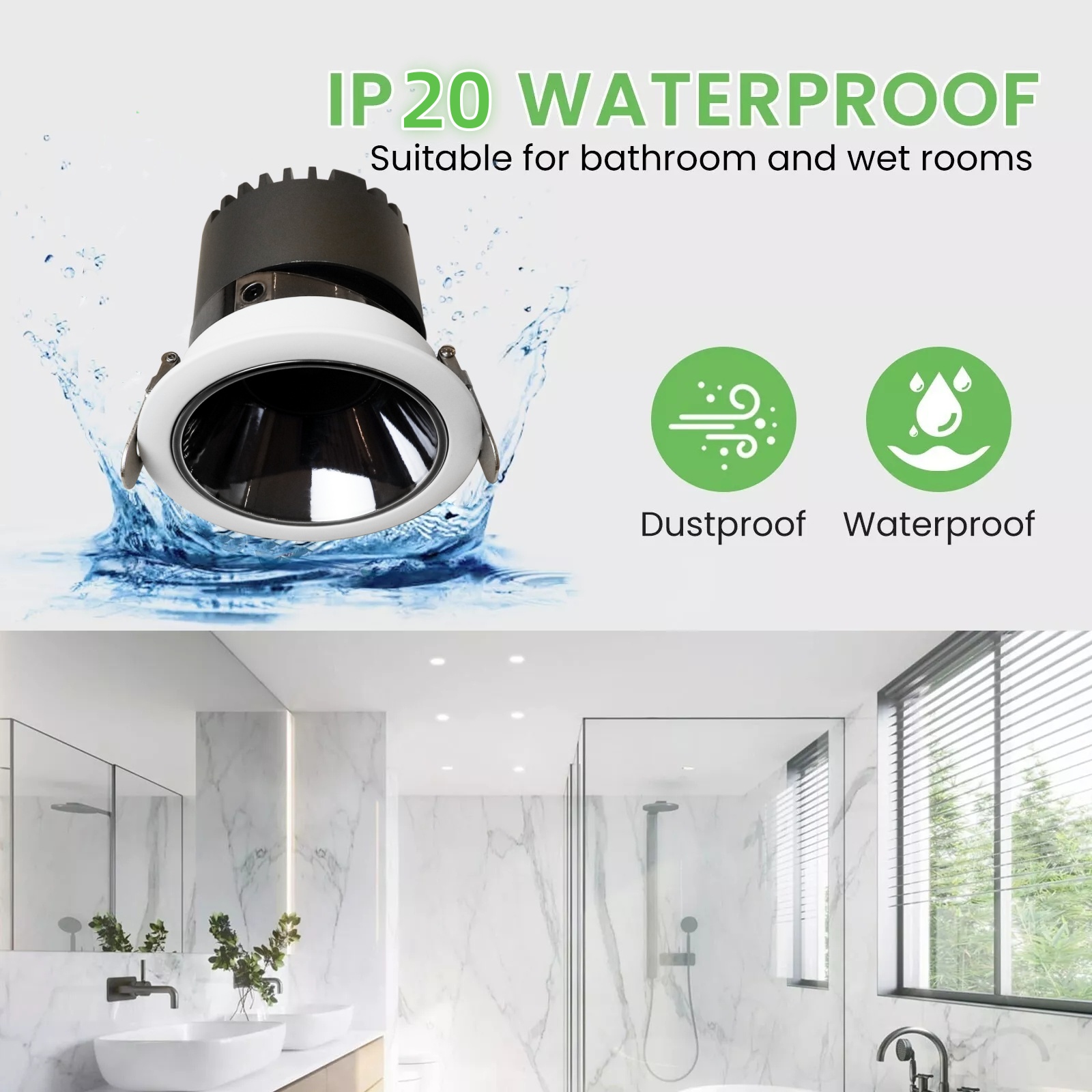 DL30 Light IP20 Waterproof LED Downlight 7W 10w 12w 18W Recessed Ceiling Light for Outdoor Bathroom Balcony Hotel  Mall spotlight ce