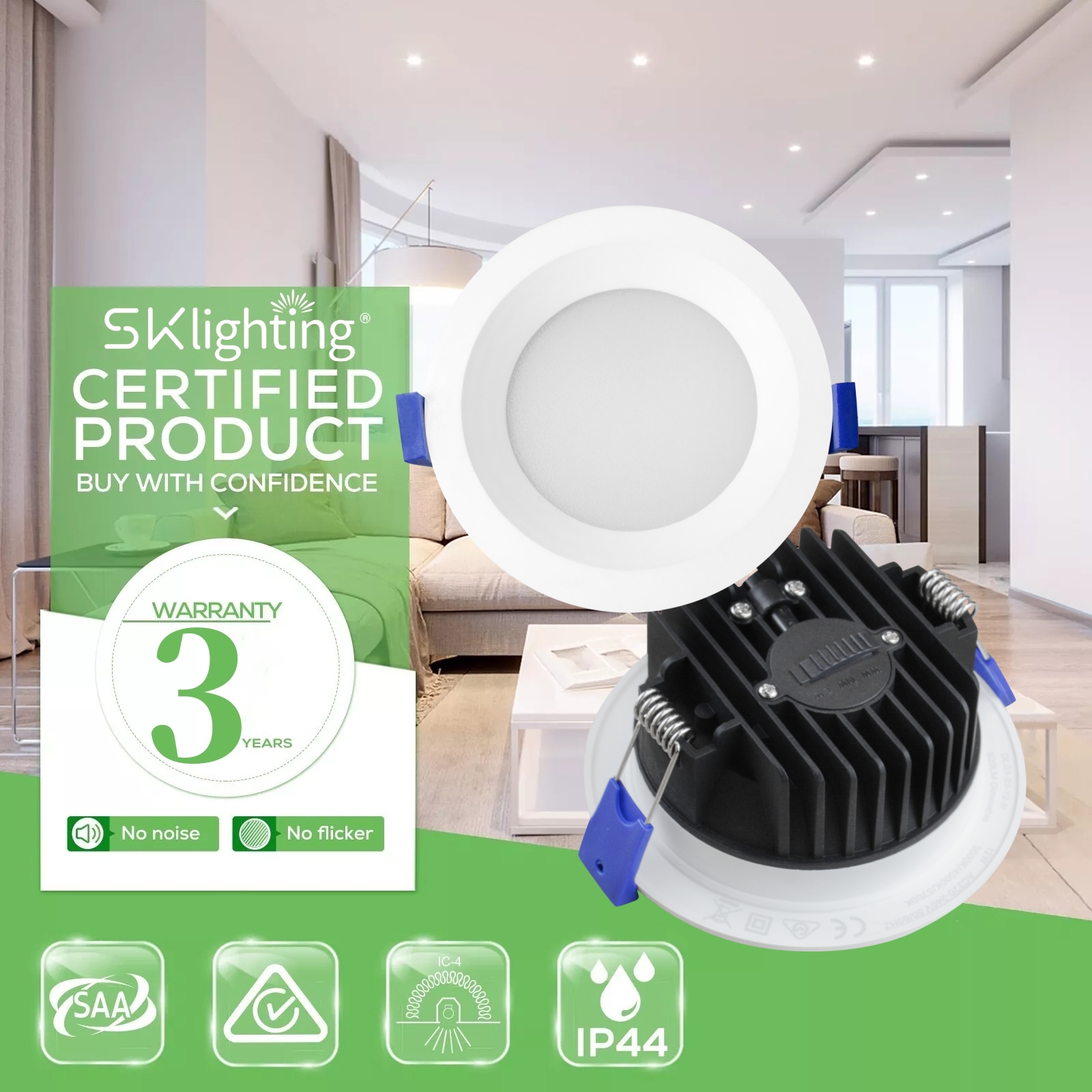 DL03-R  Smart Home Light Dimmable Recessed Ceiling Room Light Tri-Color LED Downlight Living Room Corridor Commercial Lighting