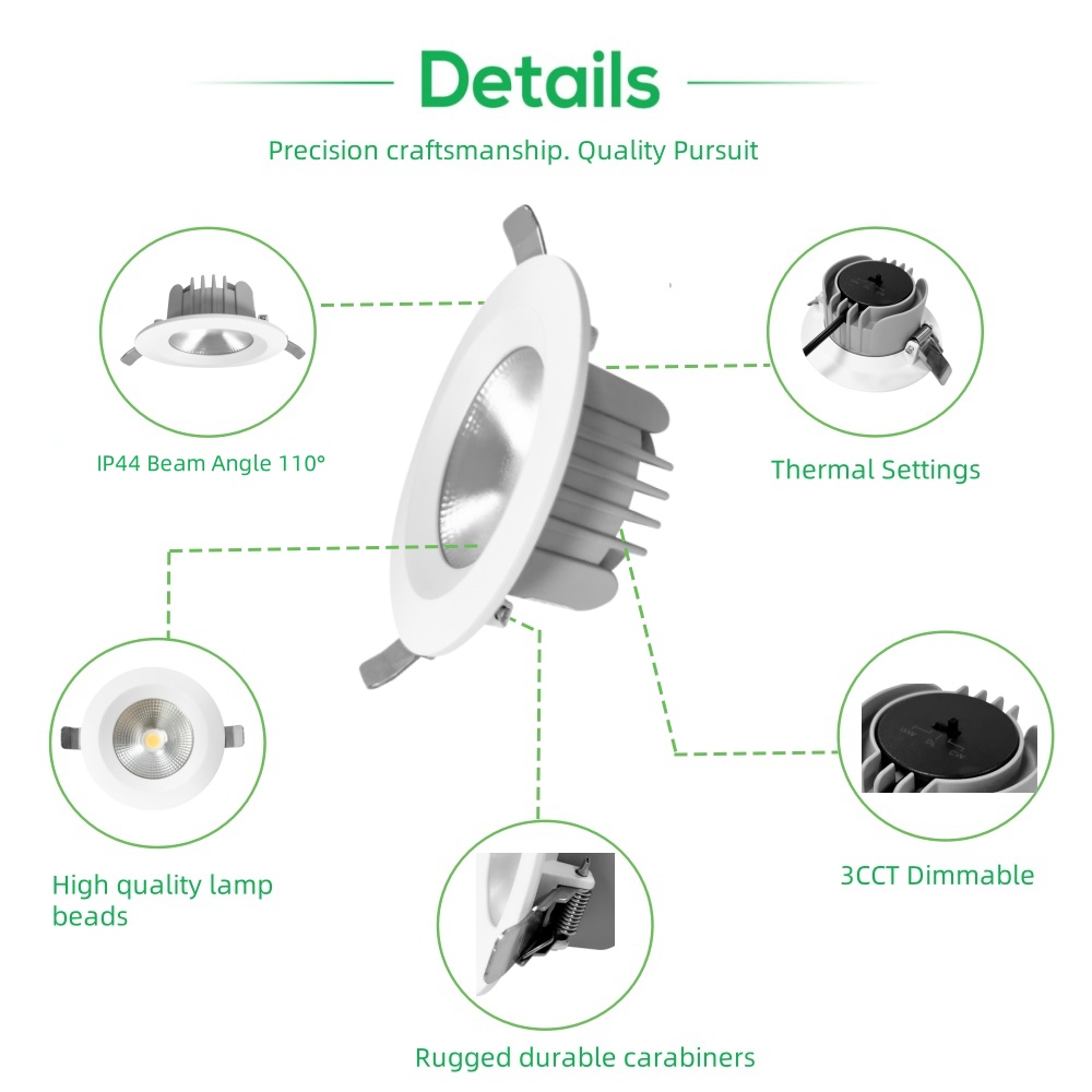 DL26 LED Downlight Cob Ce Saa 3cct High Lumen Anti-Glare LED Downlight 12W Aluminium Dimmable Recessed Ceiling SMD LED Downlight