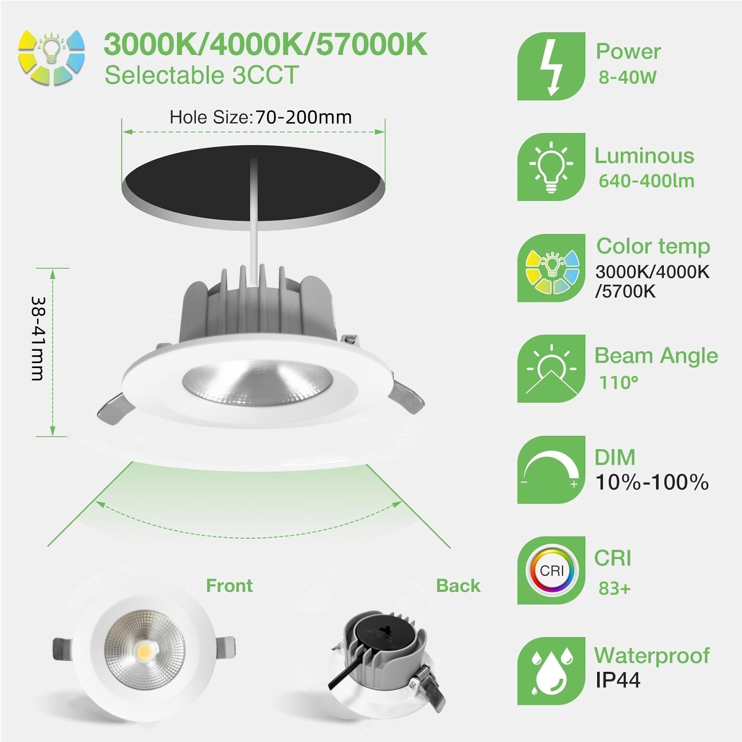 DL26 LED Downlight Cob Ce Saa 3cct High Lumen Anti-Glare LED Downlight 12W Aluminium Dimmable Recessed Ceiling SMD LED Downlight