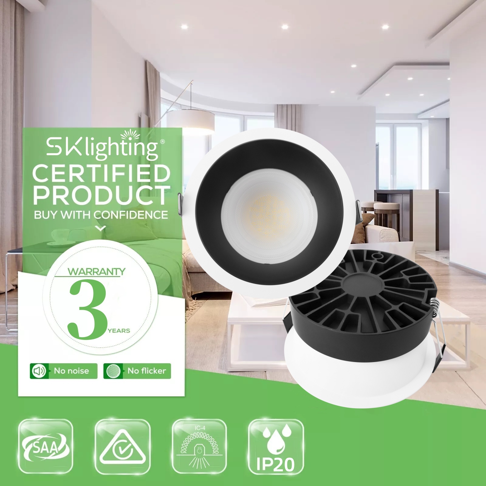 DL29 Dali Dimmable Aluminum Under Spotlight 12W 18W 24W 36W 42W SMD Ceiling Recessed Round CCT Variable Downlight, Hotel Superstore
