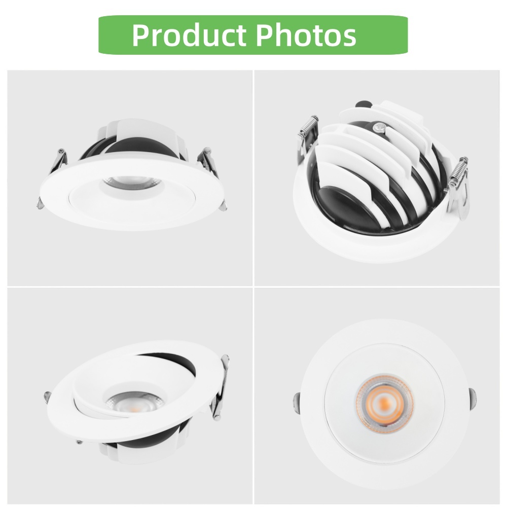 DL36 Light Emitting Diode COB Eyeball Downlight 360 Degree Rotation 4 Inch 9w Gimbal Pot Light 3CCT 5CCT Variable 120V