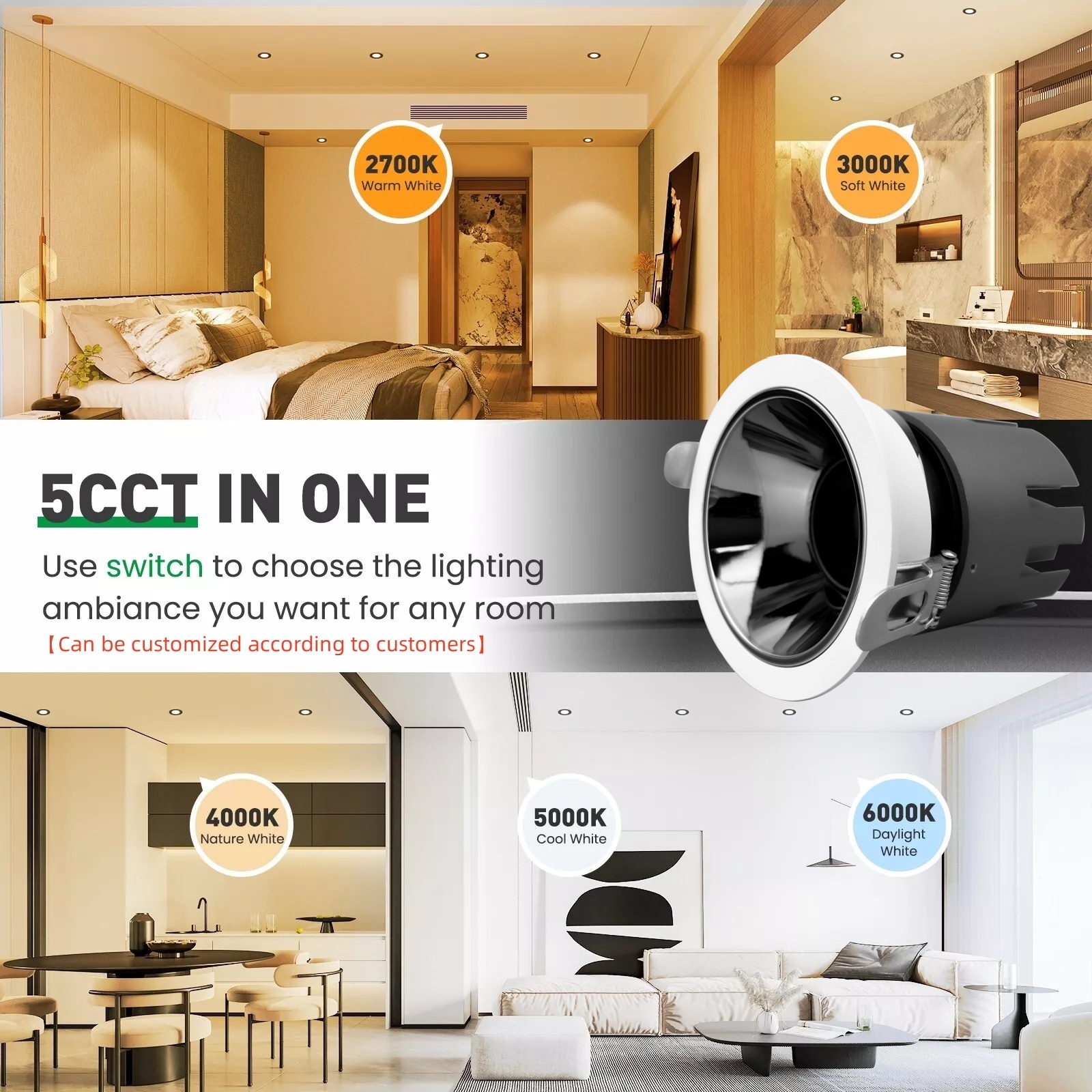 DL35  Anti Glare Focus Indoor Office Commercial Hotel Supermarket Office Store 7W 12W 15W Light Emitting Diode Spotlight