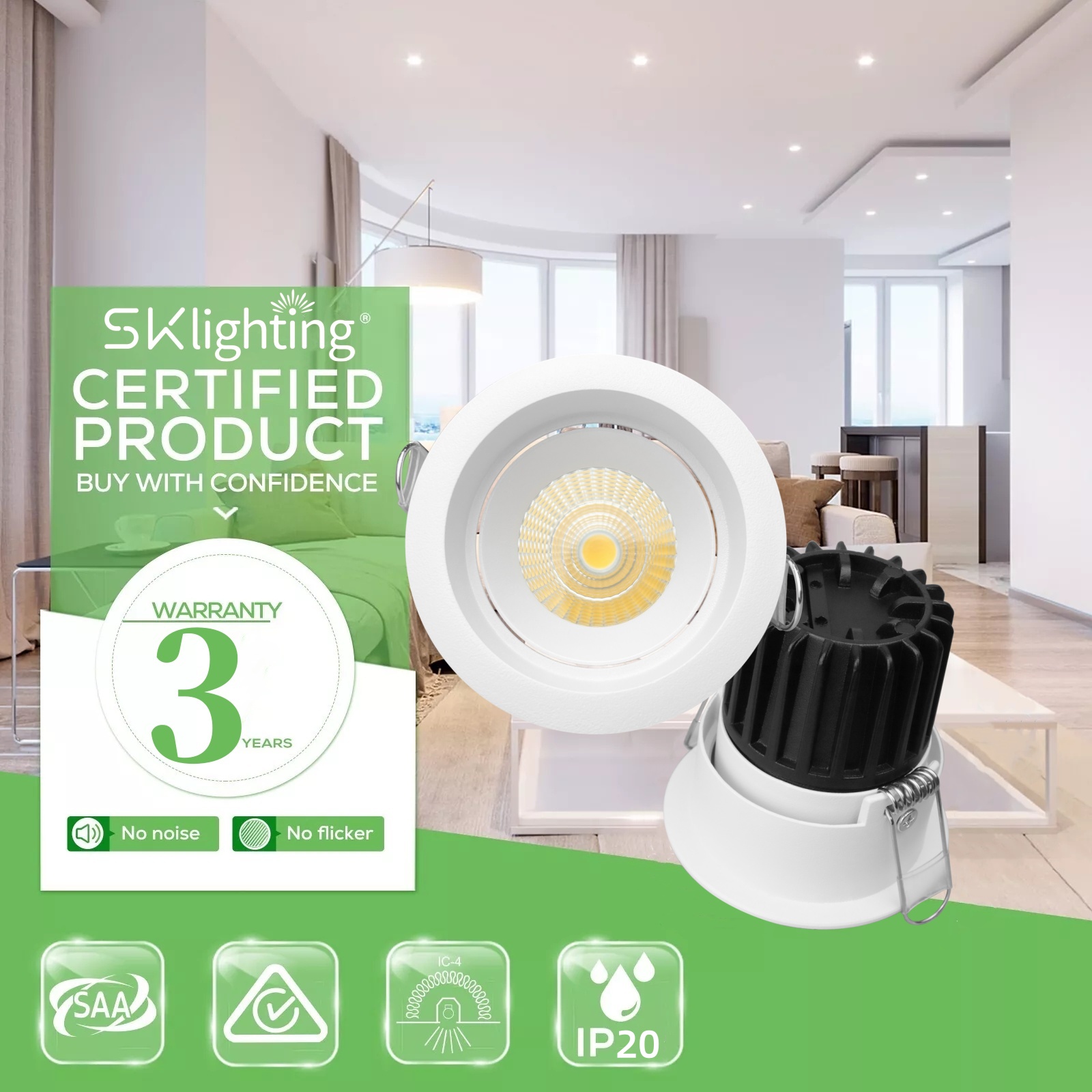 DL39 Aluminum switchable 12 w round rotating high output 3 CCT light emitting diode downlight modern ceil dimmable adjustable home hotel light