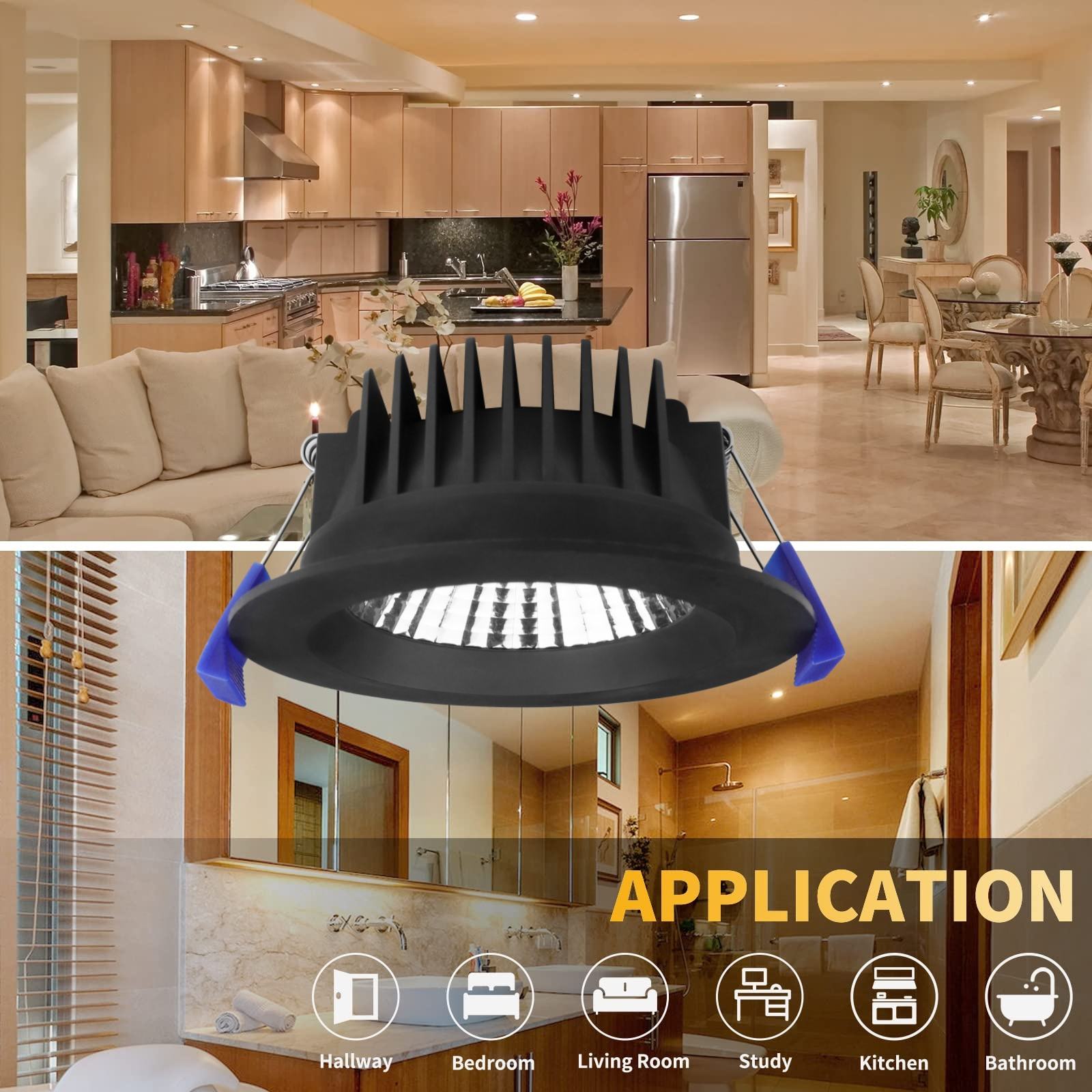 DL40-R Downlight OEM ODM Waterproof IP54 Recessed Mount Round 10W 90mm Light Emitting Diode Spotlight 3cct saa Dimmable Aluminum Light Emitting Diode Downlight Black