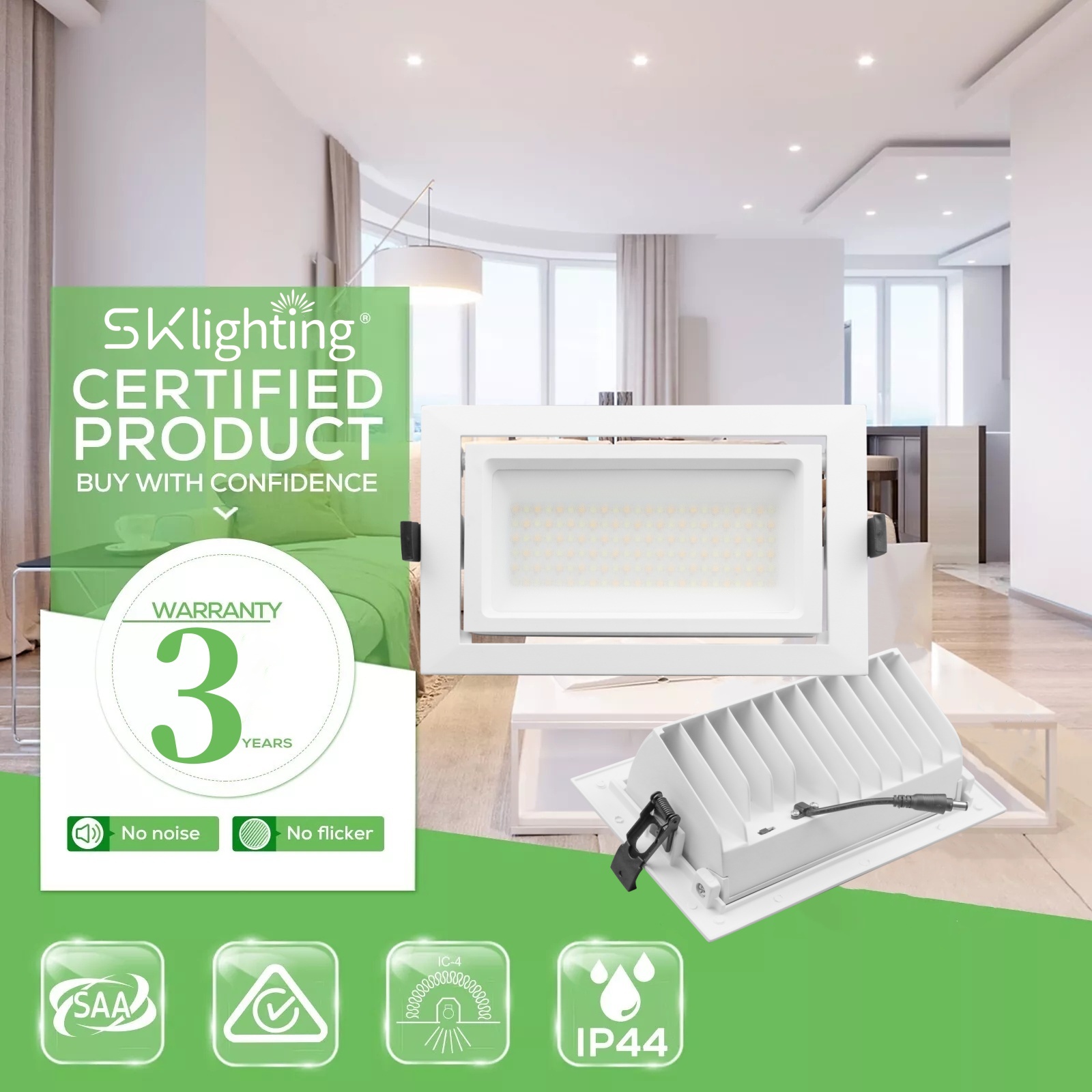 DL32 High Quality Indoor Home Office Hotel Aluminum Housing Rectangular SMD Recessed Zoom Adjustable Angle Downlight Wall Washer Lights