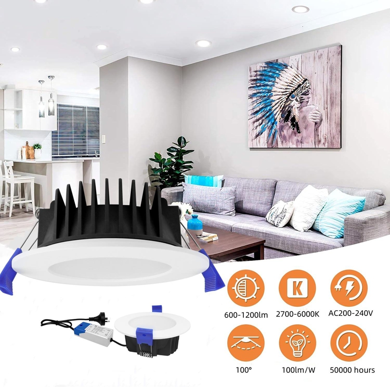 DL40-F Ultra Slim LED Downlight SAA Recessed Ceiling 10W 90MM mm Tri-color CCT LED Dimmable Downlight High Quality Australia Downlights