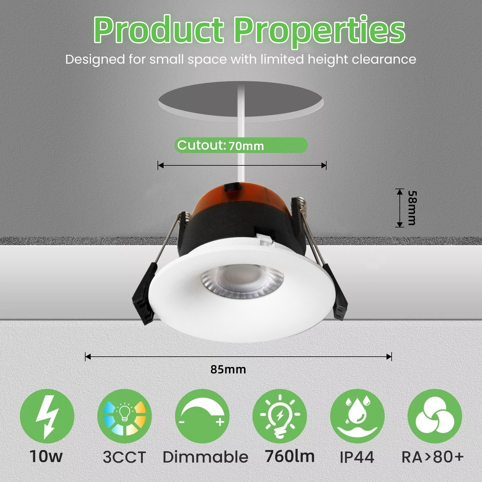 DL33 Custom Ip65 Fire Rated Ceiling Recessed COB Spotlights Anti-Glare Led Spotlights