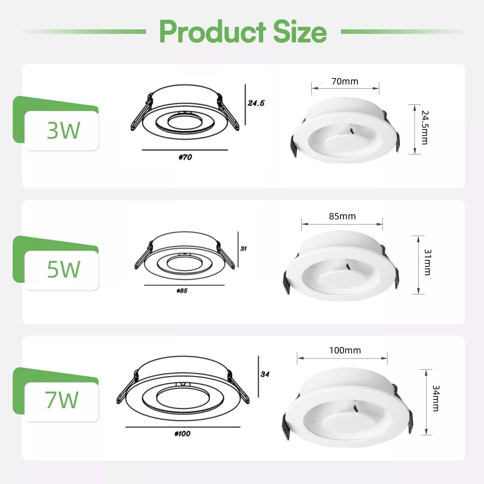 DL35 Commercial Lighting Shop Decorative Adjustable Anti-Glare Aluminum Efficient Reflective Design Recessed Light IP20 Light Emitting Diode Downlight white