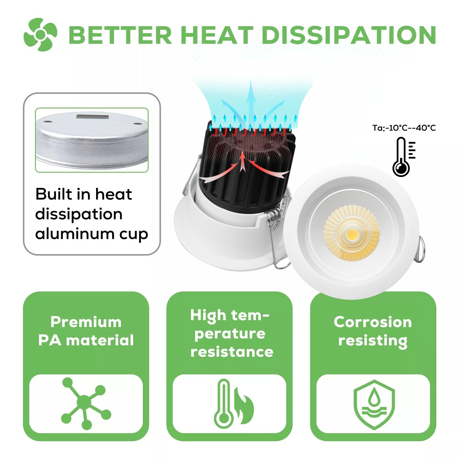 DL39 Aluminum switchable 12 w round rotating high output 3 CCT light emitting diode downlight modern ceil dimmable adjustable home hotel light