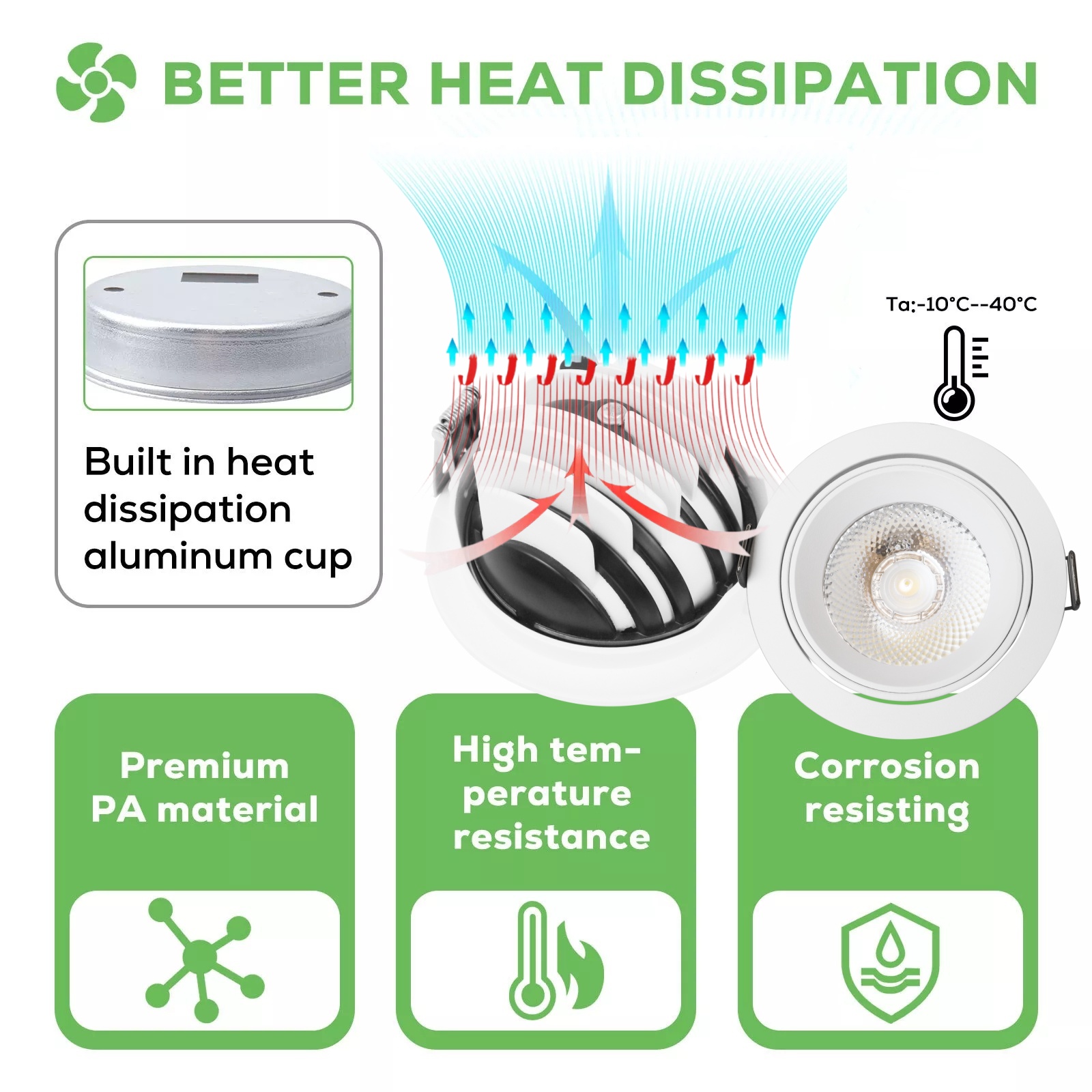 DL36 Light Emitting Diode COB Eyeball Downlight 360 Degree Rotation 4 Inch 9w Gimbal Pot Light 3CCT 5CCT Variable 120V