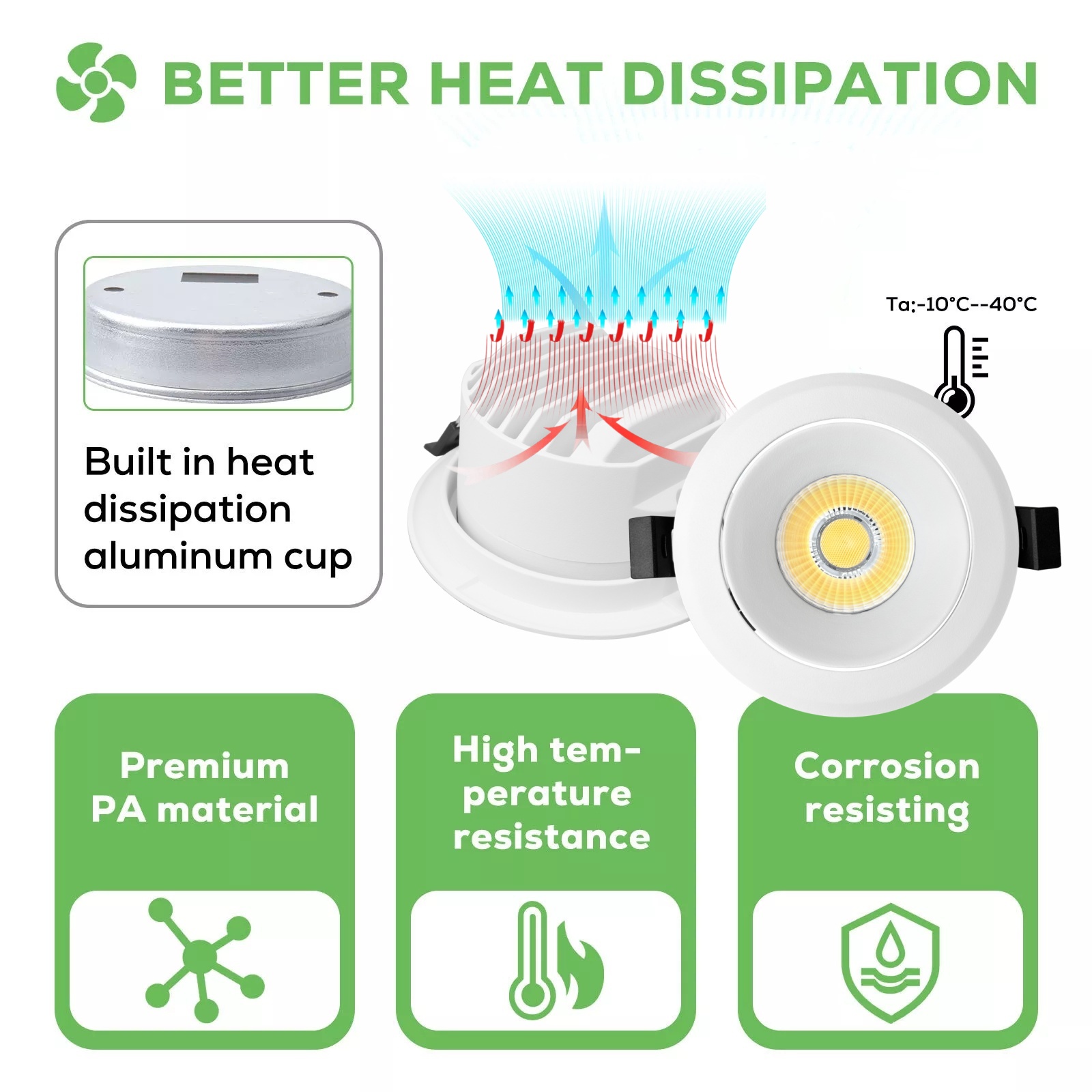 DL37 Light emitting diode downlight 15w dimmable switchable brightness 3CCT cob continuous aluminum CE for lighting living room home