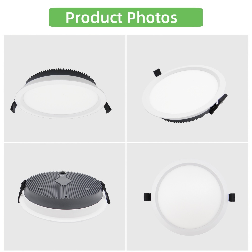 DL34  Light Emitting Diode Downlight Ip44 Smd 4 8 Inch Dimmable Fixture Commercial CCT 9w 12w 20w 30w 40w Smart SMD Recessed Light Emitting Diode Downlight Housing