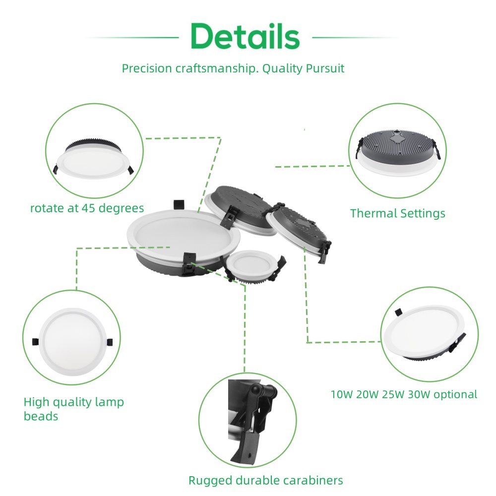 DL34  Light Emitting Diode Downlight Ip44 Smd 4 8 Inch Dimmable Fixture Commercial CCT 9w 12w 20w 30w 40w Smart SMD Recessed Light Emitting Diode Downlight Housing
