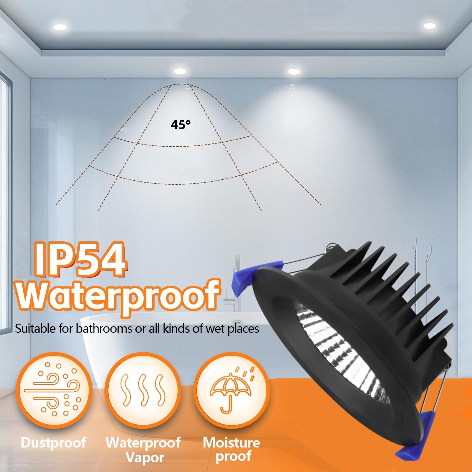 DL40-R Downlight OEM ODM Waterproof IP54 Recessed Mount Round 10W 90mm Light Emitting Diode Spotlight 3cct saa Dimmable Aluminum Light Emitting Diode Downlight Black