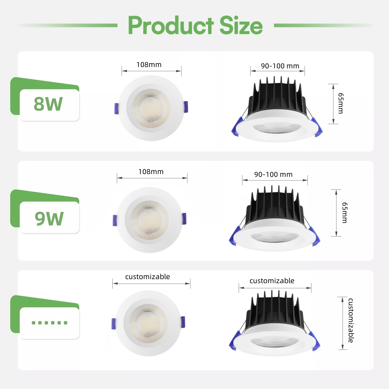 DL41-L led downlights 8w 9w saa ce emitting diode lamp 3CCT dimmable Australian standard IP44 waterproof antiglare spotlight 90mm light