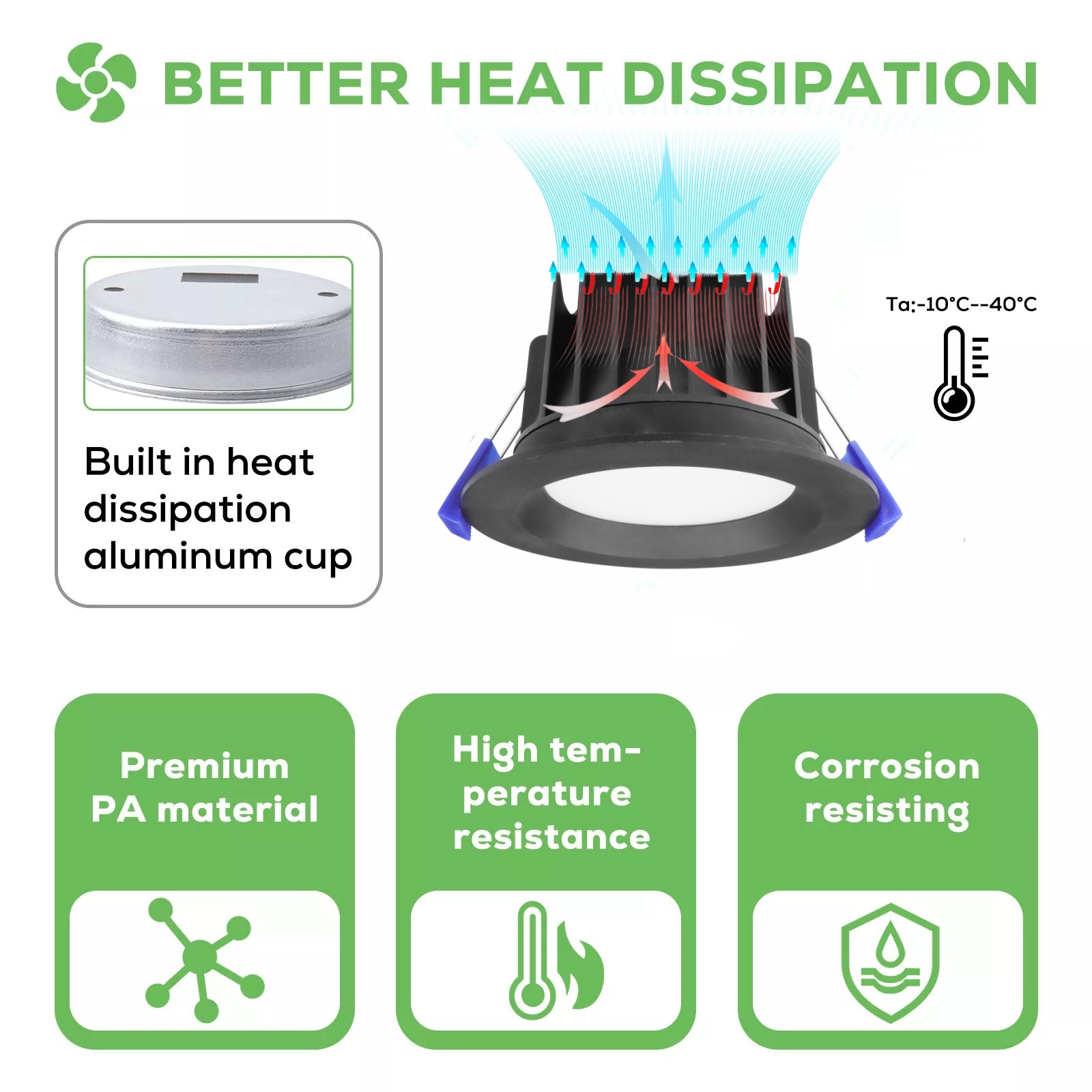 DL41 Led downlight 9w10w 90mm 3cct saa black ip54 waterproof anti-glare dimmable led downlight Australia led ceiling lamp spotlight