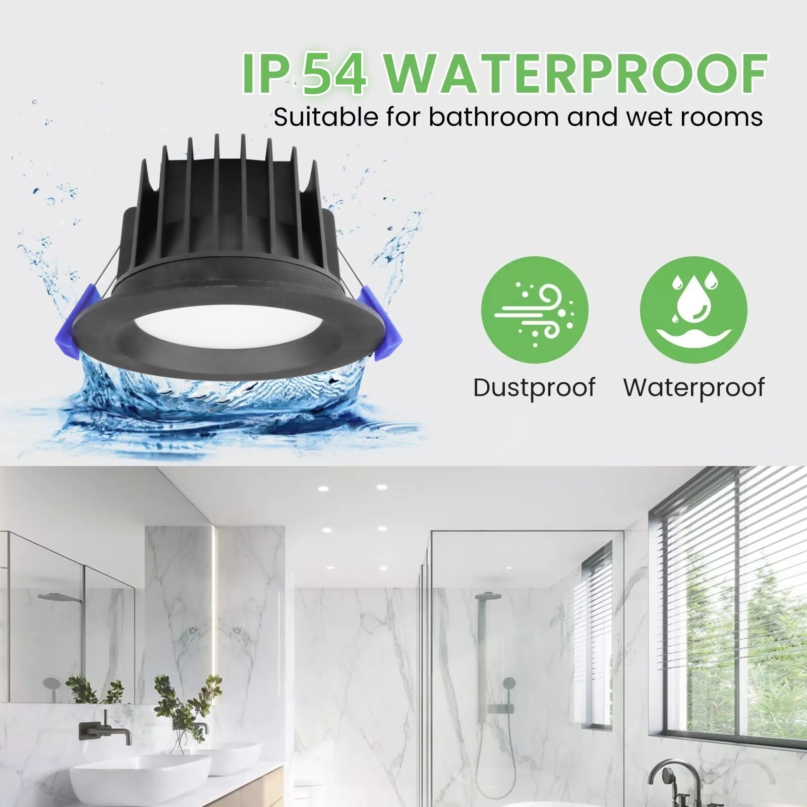 DL41 Led downlight 9w10w 90mm 3cct saa black ip54 waterproof anti-glare dimmable led downlight Australia led ceiling lamp spotlight