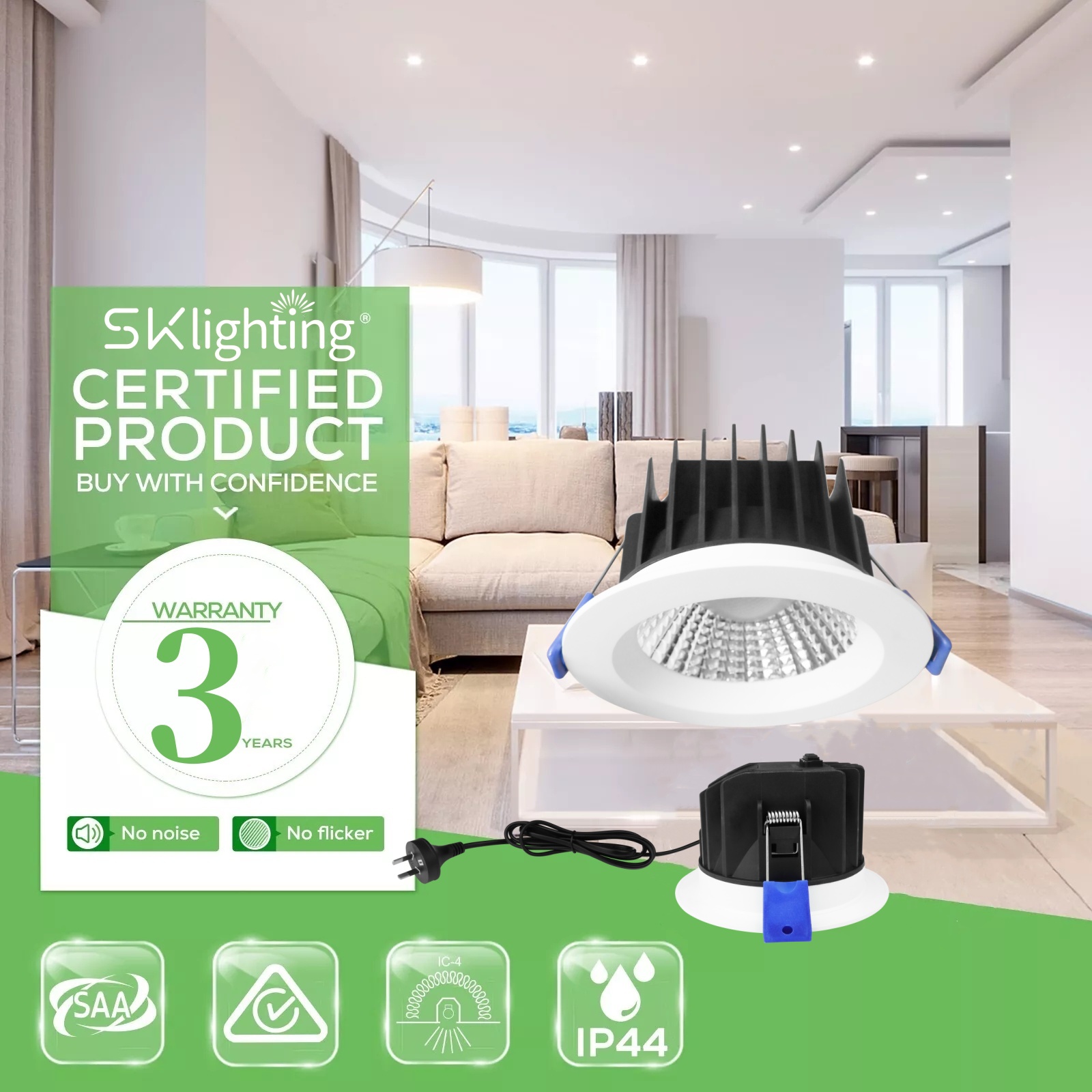 DL41-R SAA certified downlight 8w 9w 90mm  indoor 3CCT recessed dimmable downlight Australia IP54 waterproof antiglare spotlight lamp