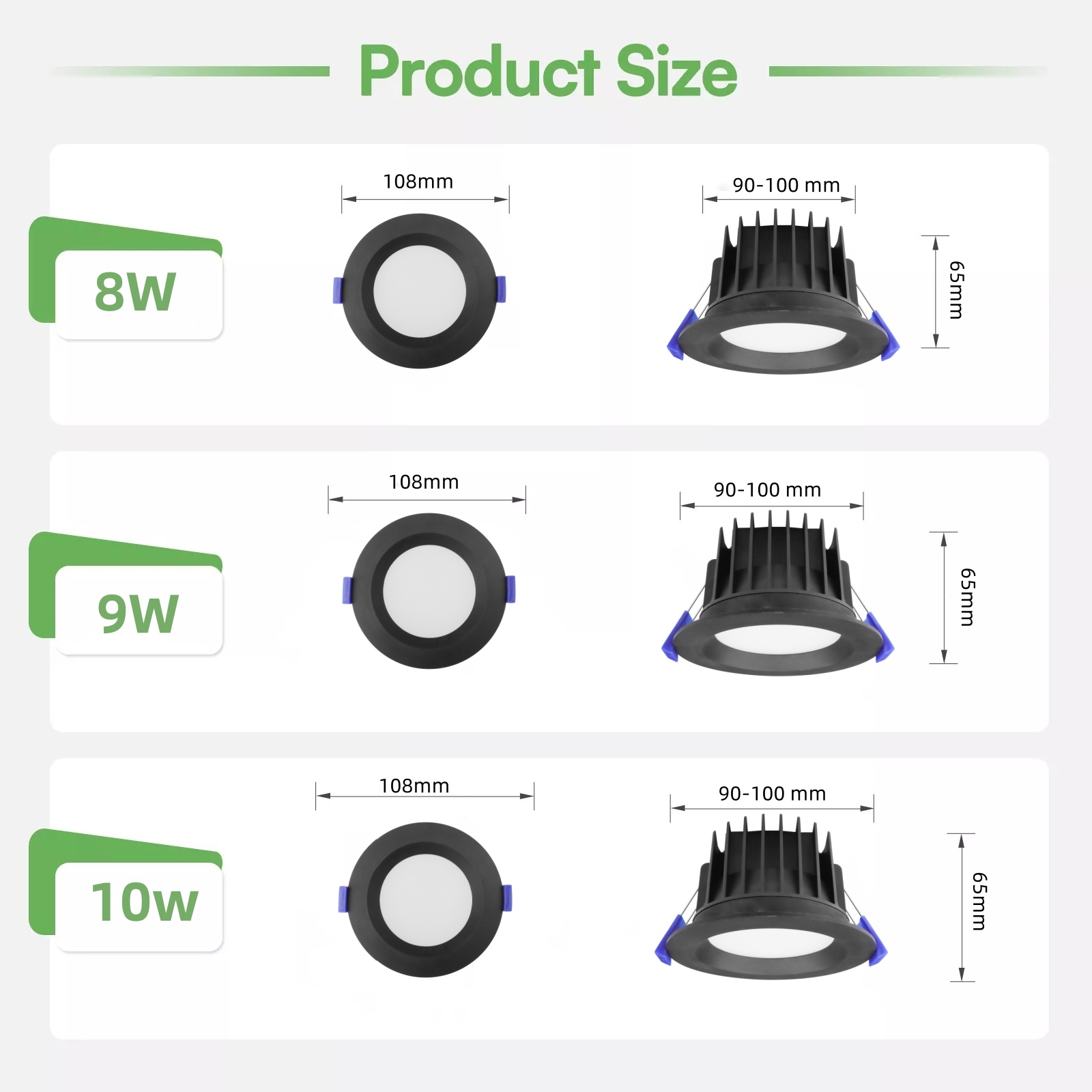 DL41 Led downlight 9w10w 90mm 3cct saa black ip54 waterproof anti-glare dimmable led downlight Australia led ceiling lamp spotlight