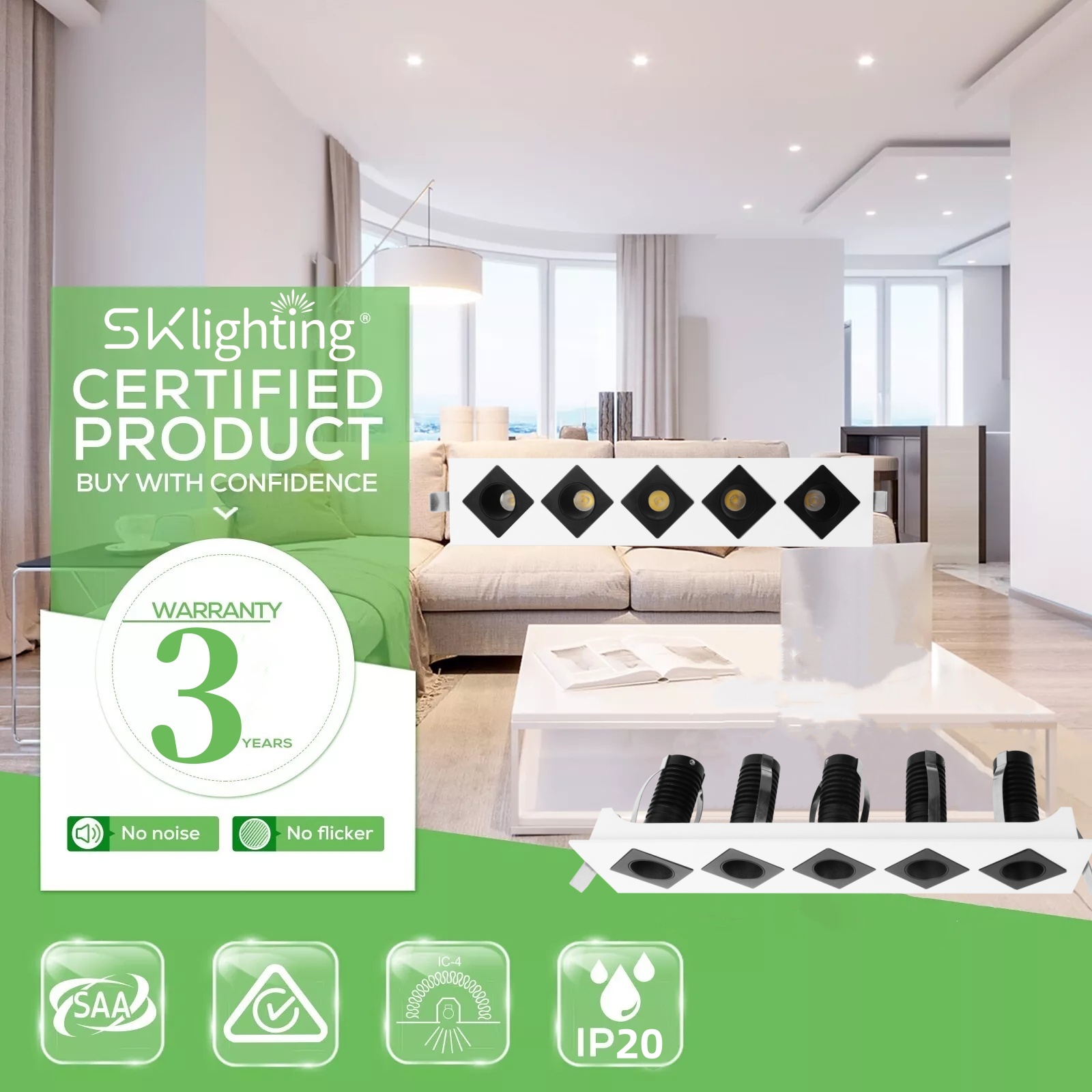 DL42 High-efficiency light-emitting diode downlight for home lighting waterproof hot sale commercial spotlight 5 holes