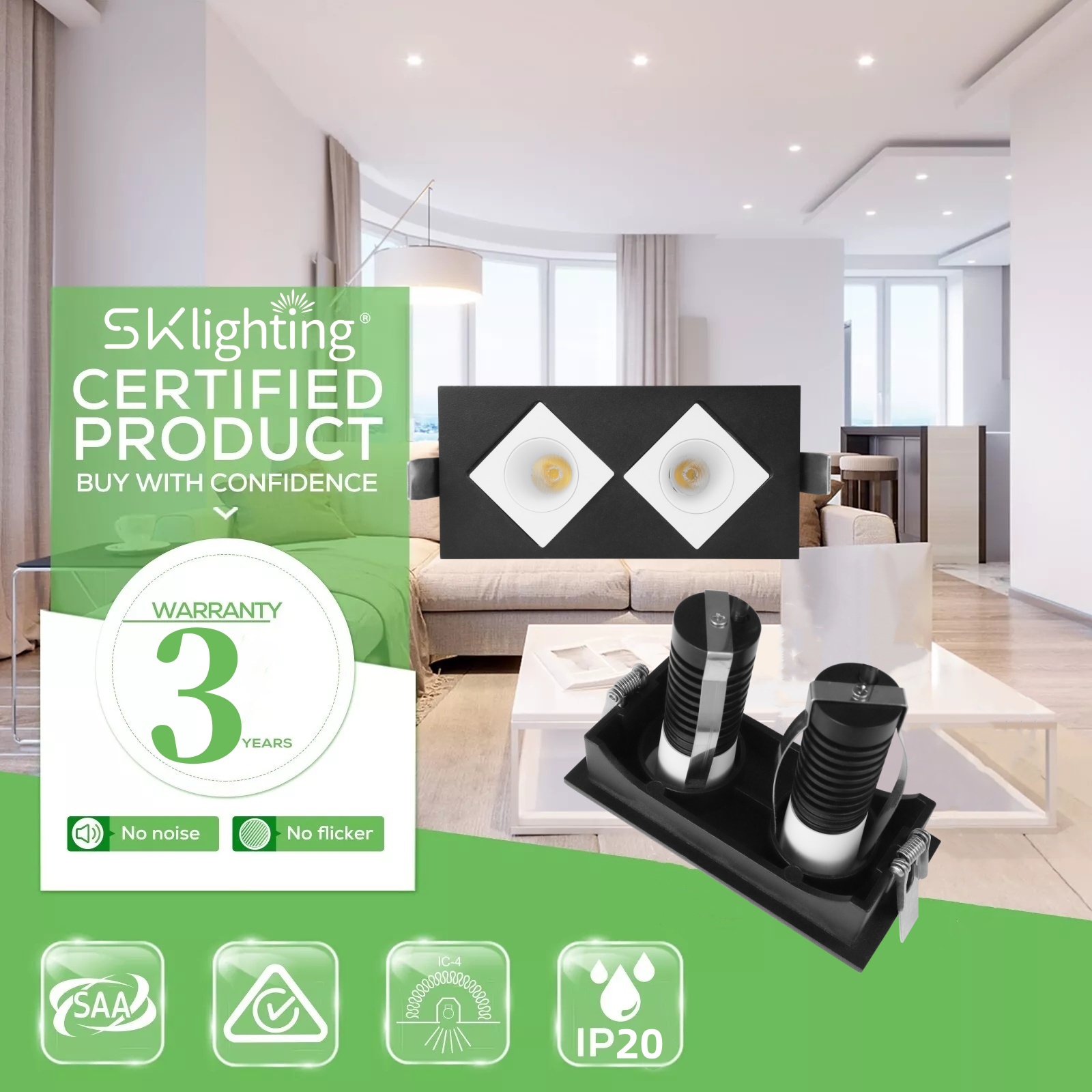 DL42 High-efficiency light-emitting diode downlight for home lighting waterproof hot sale commercial spotlight double hole