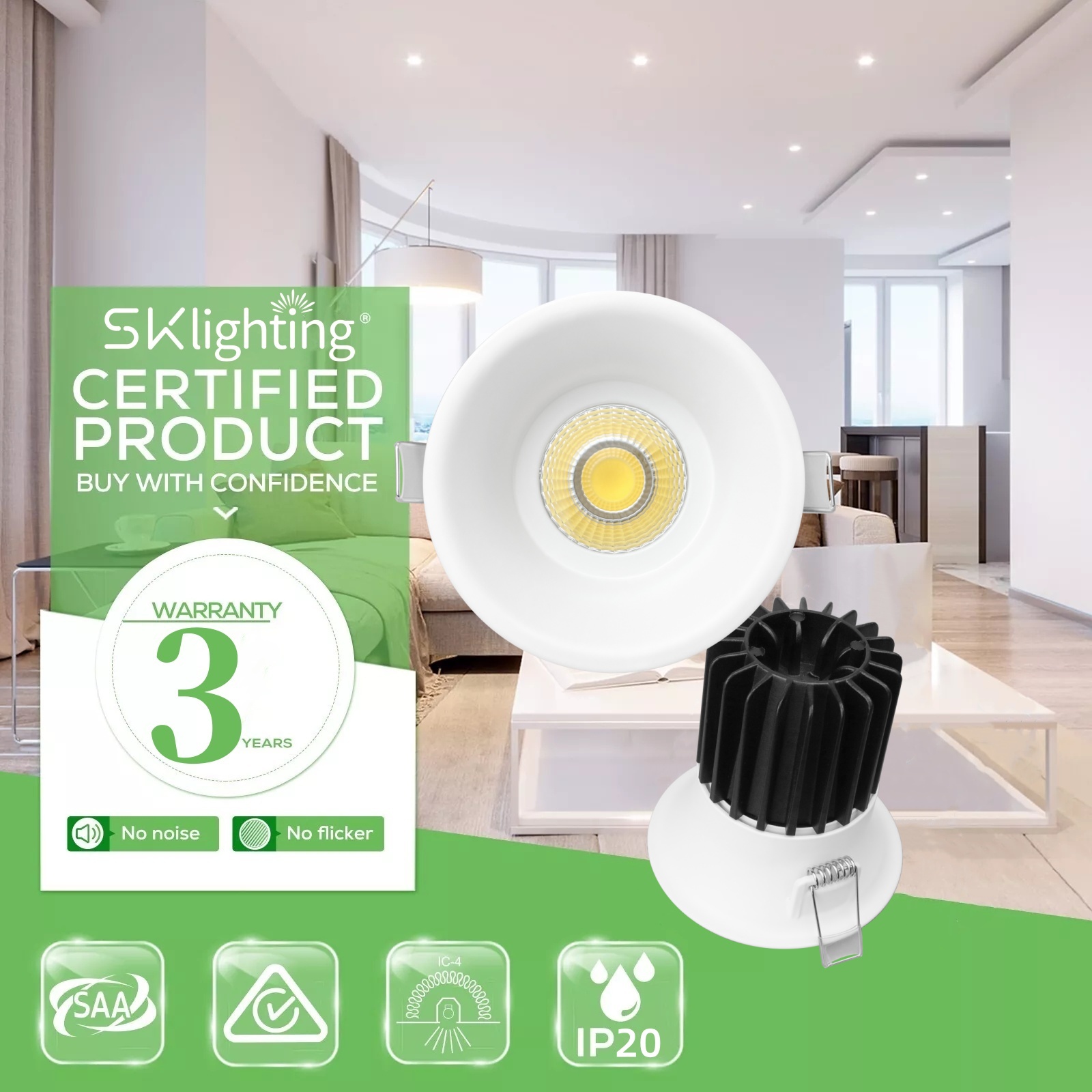 DL47 SAA Australia Standard High LED Brightness Downlight Indoor Home Recessed LED Decorative Clothing Store Downlights