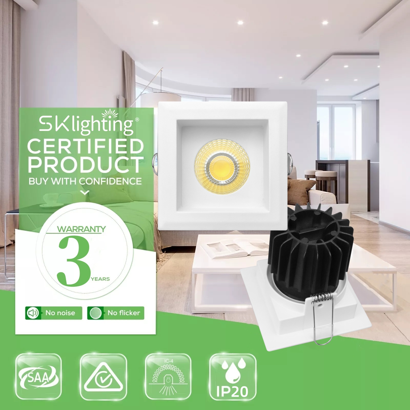 DL43 12 w White High Optical Cast Aluminum Body Adjustable 3 CCT Switchable Square Round Light Emitting Diode Downlight Ceiling Dimmable Downlights