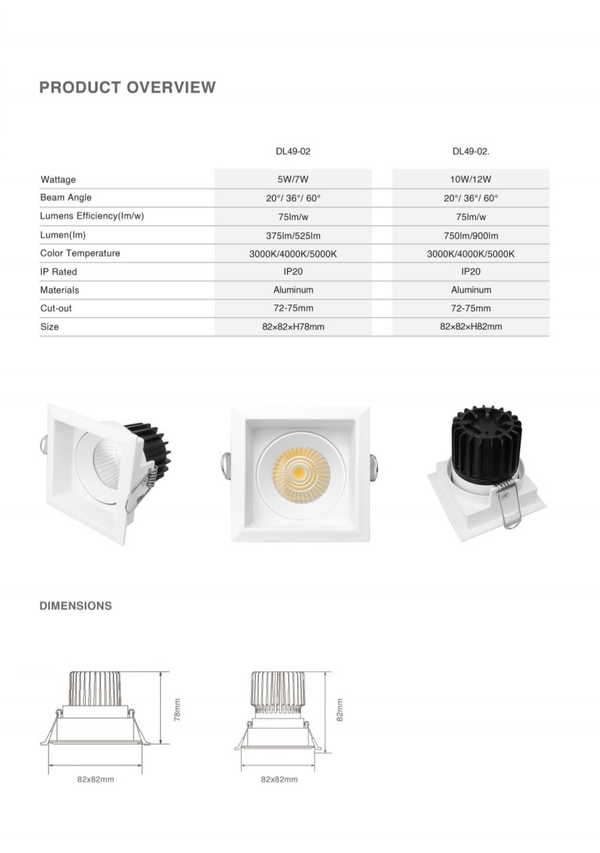 DL49 SAA Australia Standard High LED Brightness Downlight Indoor Home Recessed LED Decorative Clothing Store Downlights