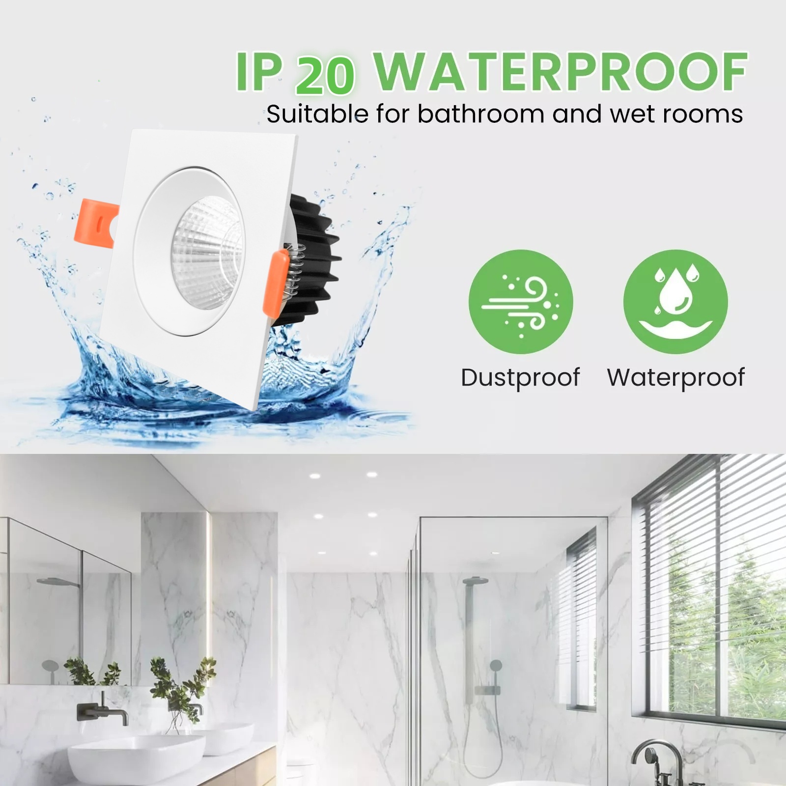 DL46 Commercial Lighting Downlight Die-Cast Aluminum Square Bezel Combination Beam Angle 10W CCT Supermarket Bar Corridor Downlight