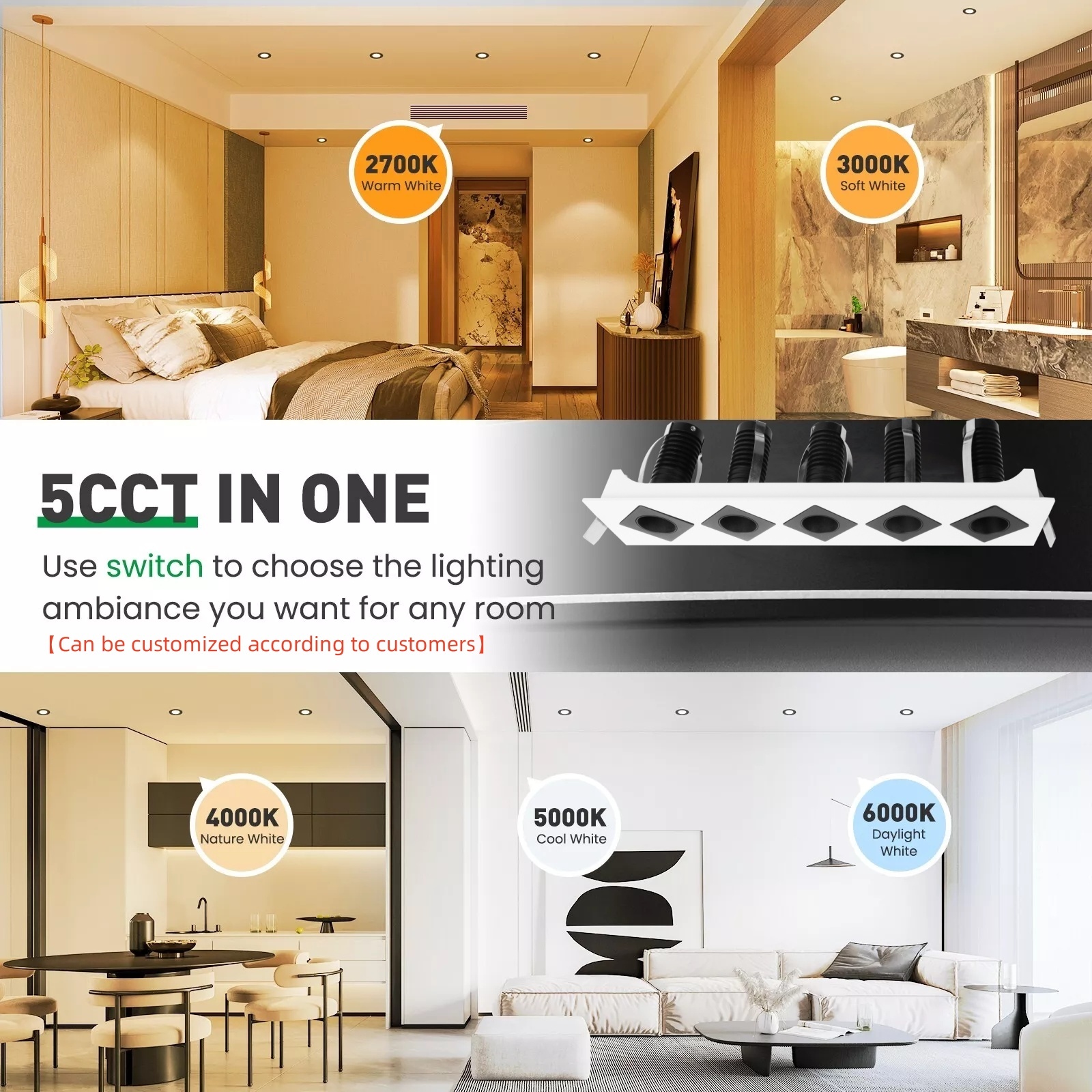 DL42 High-efficiency light-emitting diode downlight for home lighting waterproof hot sale commercial spotlight 5 holes