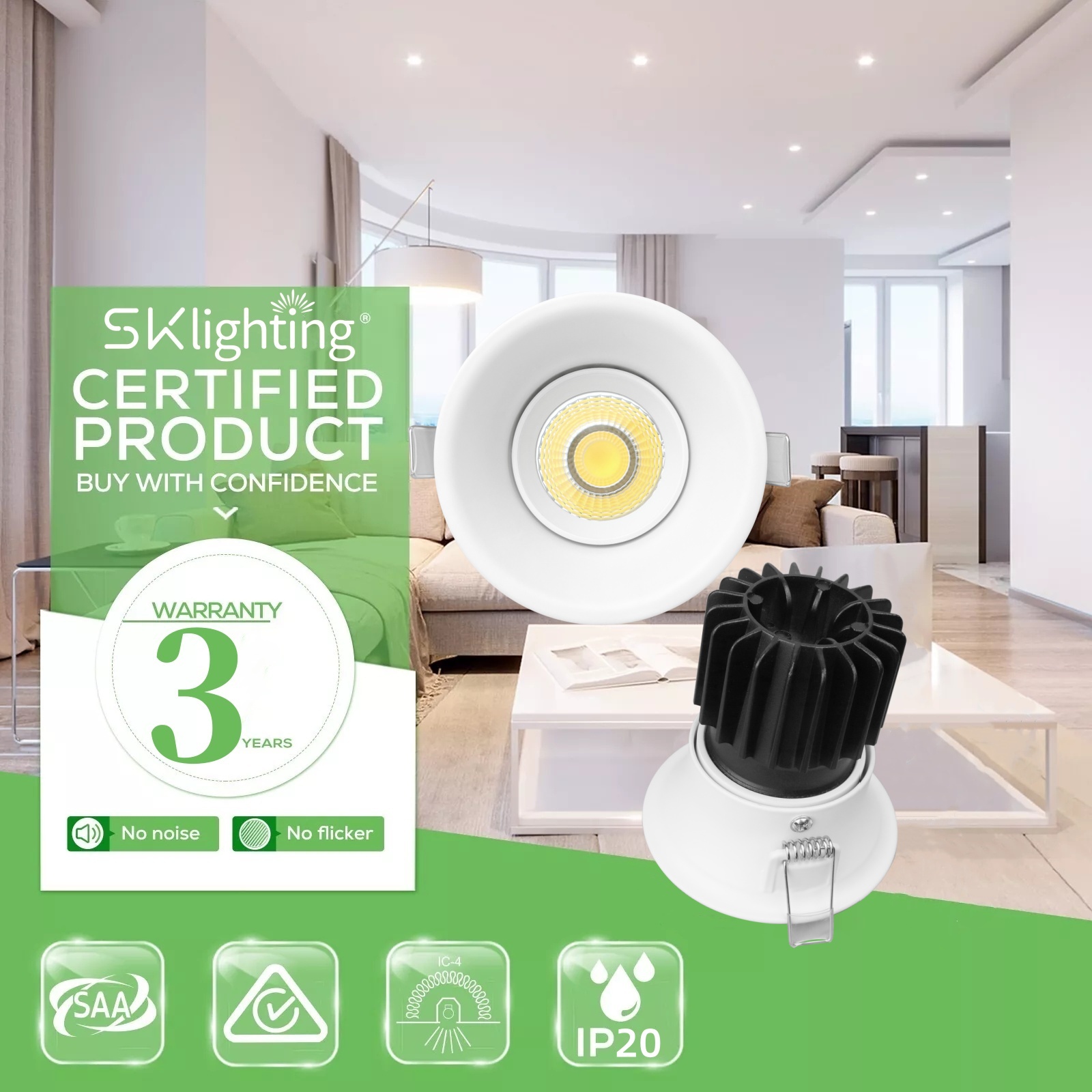 DL48 SAA Australia Standard High LED Brightness Downlight Indoor Home Recessed LED Decorative Clothing Store Downlights