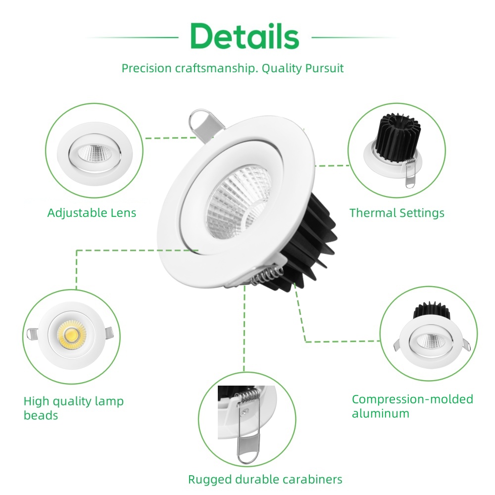 DL45 Recessed Downlight High Brightness Energy Saving COB Spotlight Anti-Glare Die-Cast Aluminum Slim Ceiling Lights