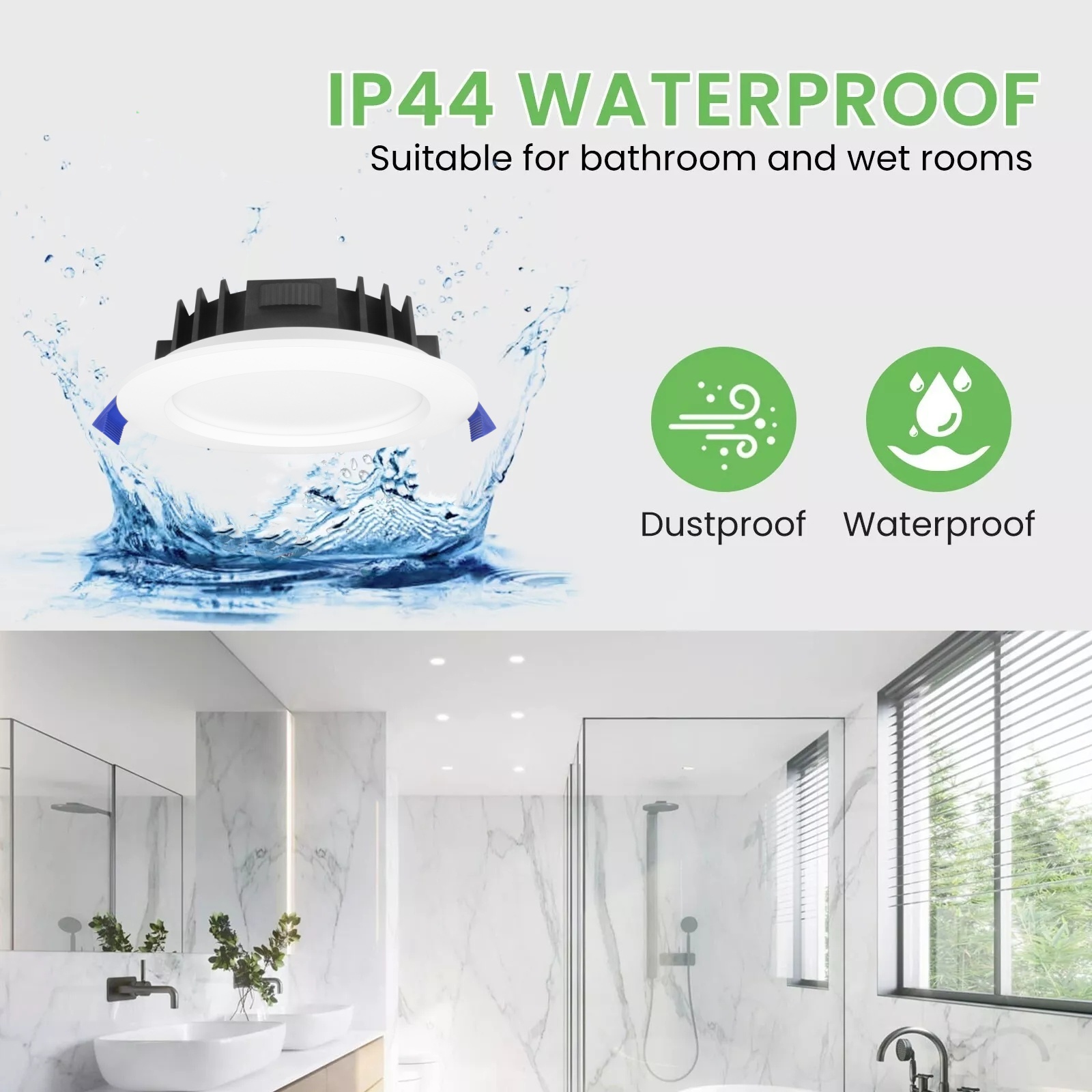 DL57 LED Downlight 14W IP44 CE SAA IC-4 Certified Dimmable Recessed Moisture and Glare Resistant Ceiling Lighting Downlight