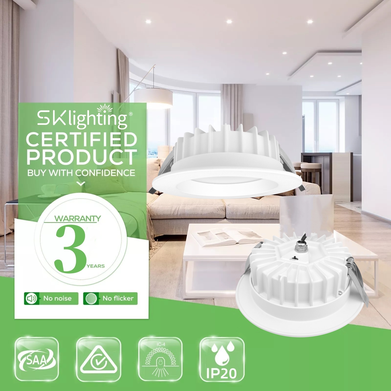 DL58 Recessed LED Fixed SMD Shallow Decorative Downlight 12W 18W 24W Waterproof Aluminum Downlight