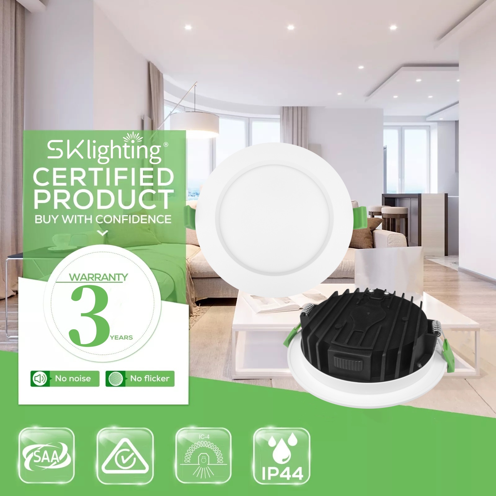 DL57 Light Emitting Diode Downlight CE SAA IC-4 IP44 4 Inch Recessed 120mm Cutout 12W 13W 14w Spotlight Downlight