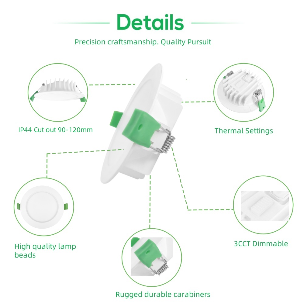 DL57  Factory sale IP44 CCT adjustable downlight round downlight 13w 16w 20w light emitting diode dimmable downlight