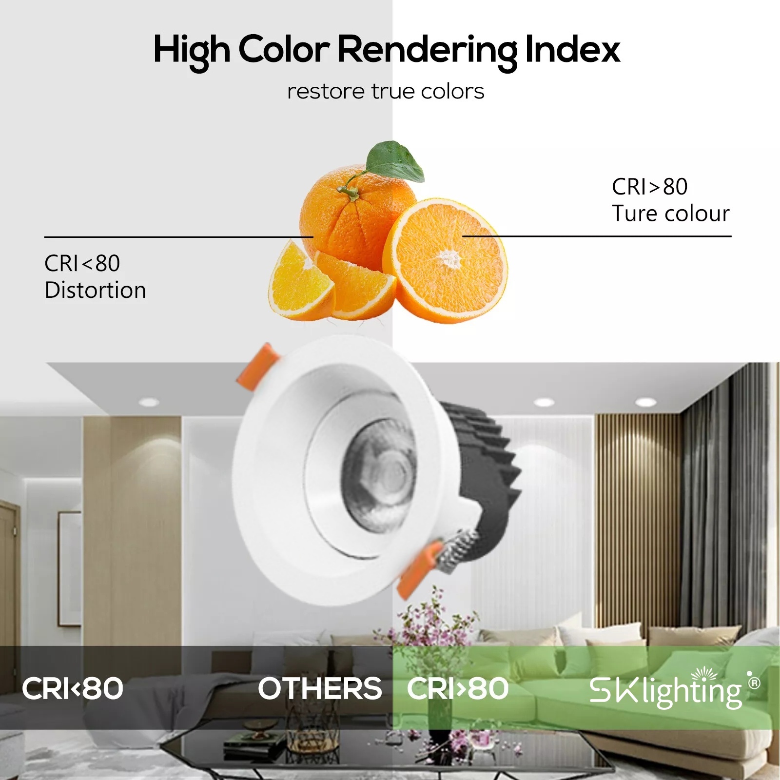 DL51 Anti-Glare Luminous Spotlight Aluminum 2700K-5000K High Lumen Ceiling Lighting COB Light Emitting Diode Downlights