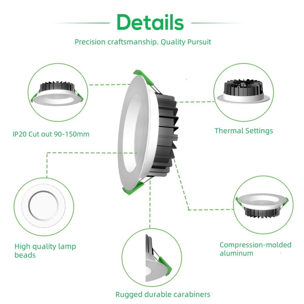 DL58 Dimmable LED Downlight SAA CE SAA IC-4 IC-F Certified Triple CCT Switchable Recessed 12w Waterproof Aluminum Downlight